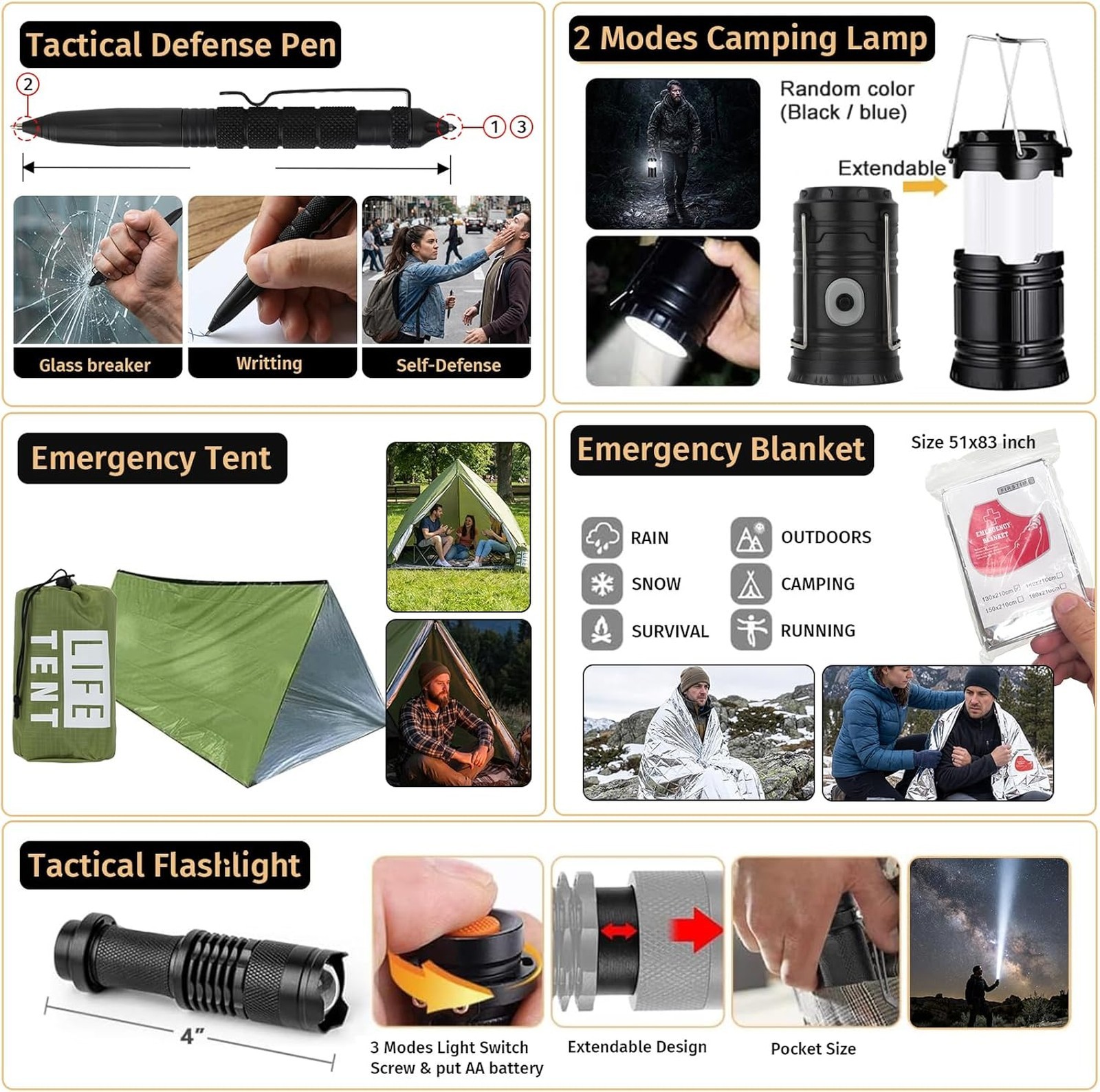 Survival Kit 294 Pcs Survival Gear First Aid Kit with Molle System Bag Emergency