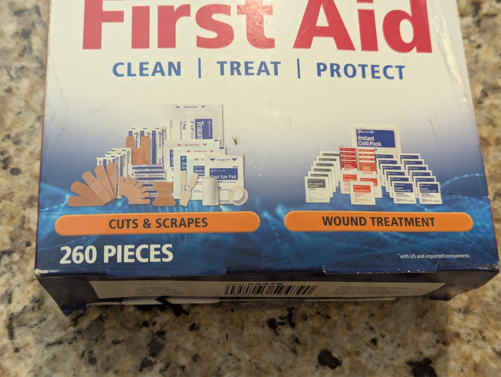 First Aid Only Essential Emergency First Aid Kit for Home 260 Pieces exp: 07/27