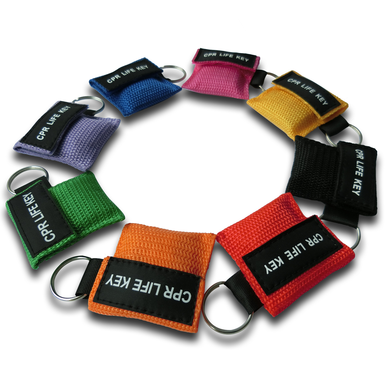 9 colors CRP Face Shield Nylon Keychain Pouch Printed cpr Bag Valve shield