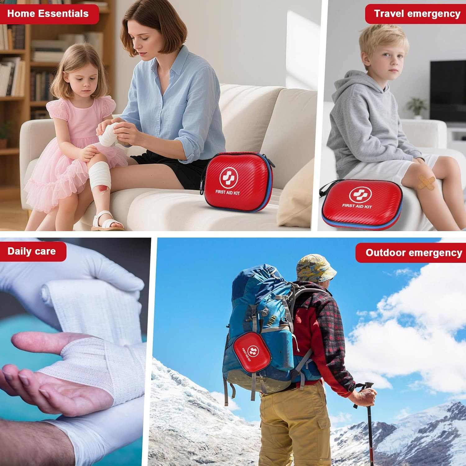 Small First Aid Kit – 185 Pieces Waterproof Emergency Kit for Home, Car, Office,