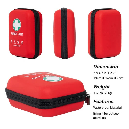 First Aid Kit – 170 Pieces Hard Case and Lightweight – Includes 2 x Eyewash,I…