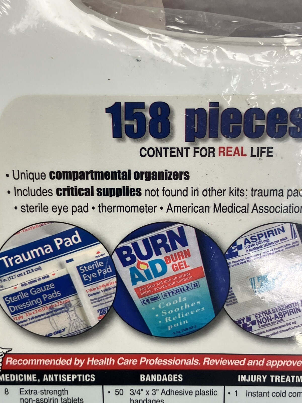 158 Piece First Aid Only FAO-134 Plastic Case All Purpose First Aid Kit in Case