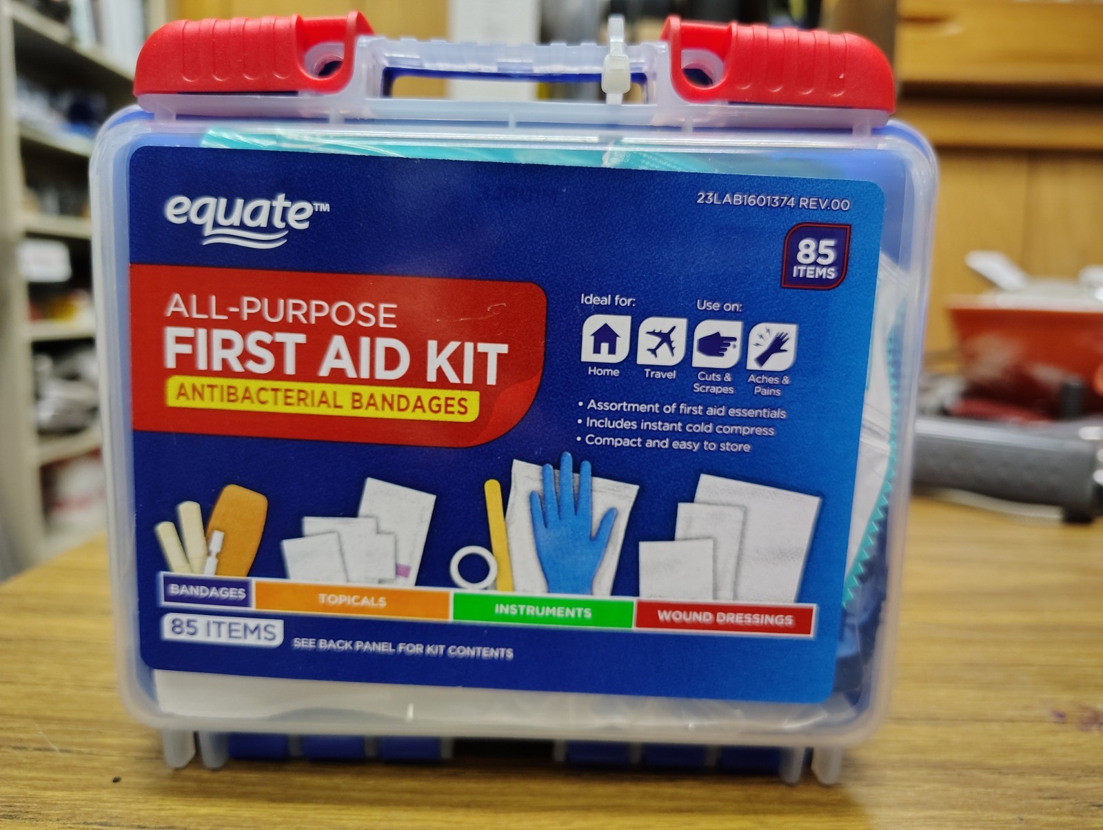 Equate Compact All-Purpose First Aid Kit 85 Piece Home Auto Travel Office Sports