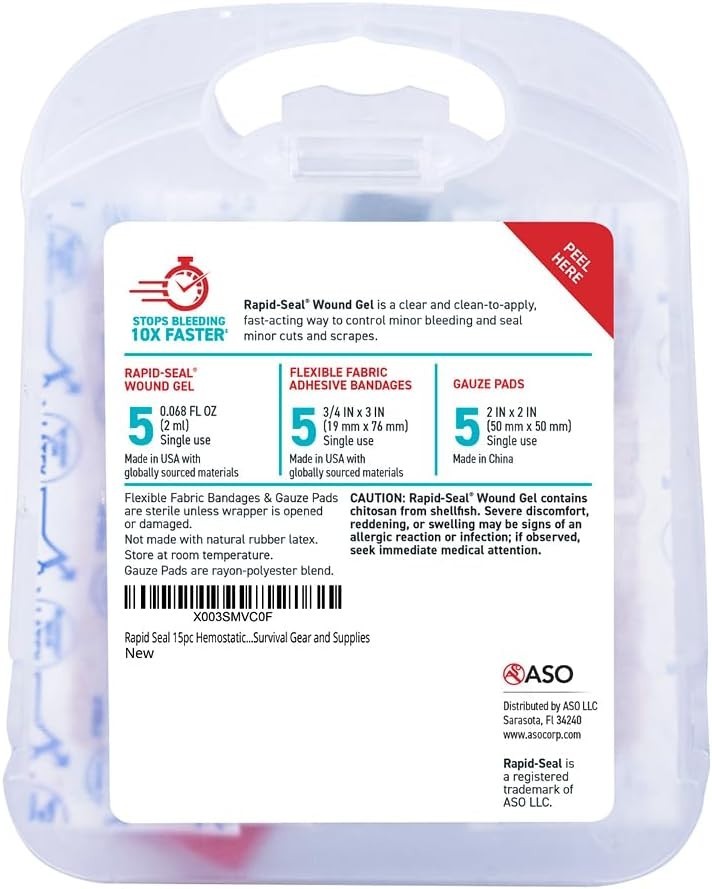 Rapid Seal 15pc Hemostatic First Aid Wound Care Kit | Stops Bleeding in Secon…