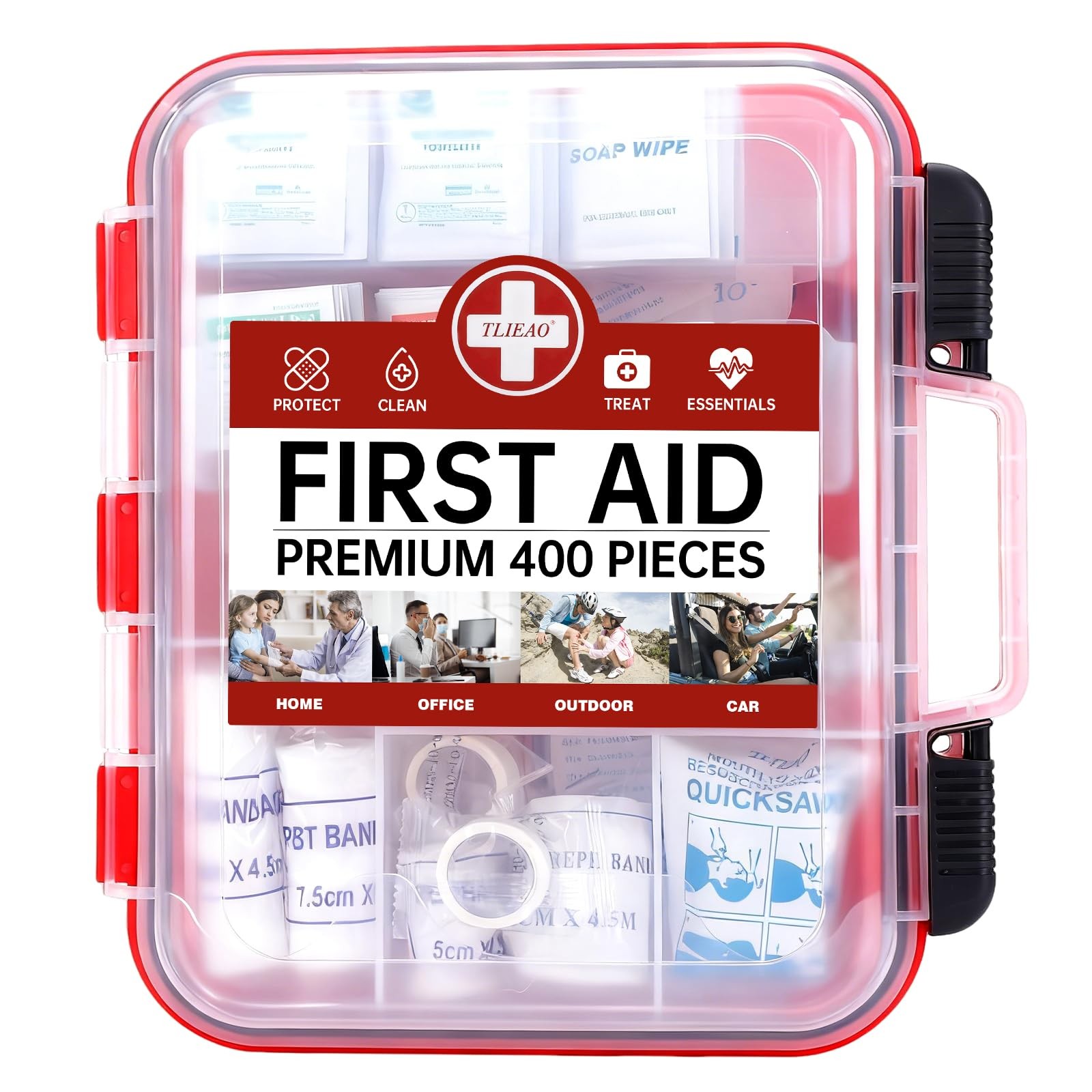 400 Pieces All-Purpose First Aid Kit – Organized Dual-Layer Wall – Profession…