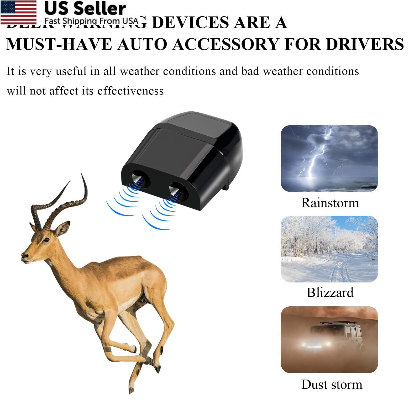 Suvnie 4 PCS Deer Whistles for Cars, Avoid 2.0 × 1.6 × 0.9 inches, 4