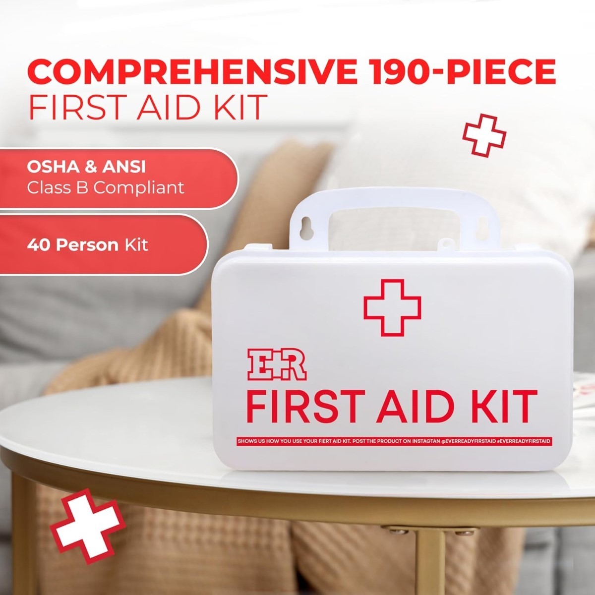 190-Piece Class B First Aid Kit – OSHA & ANSI Compliant Emergency Medical Kit