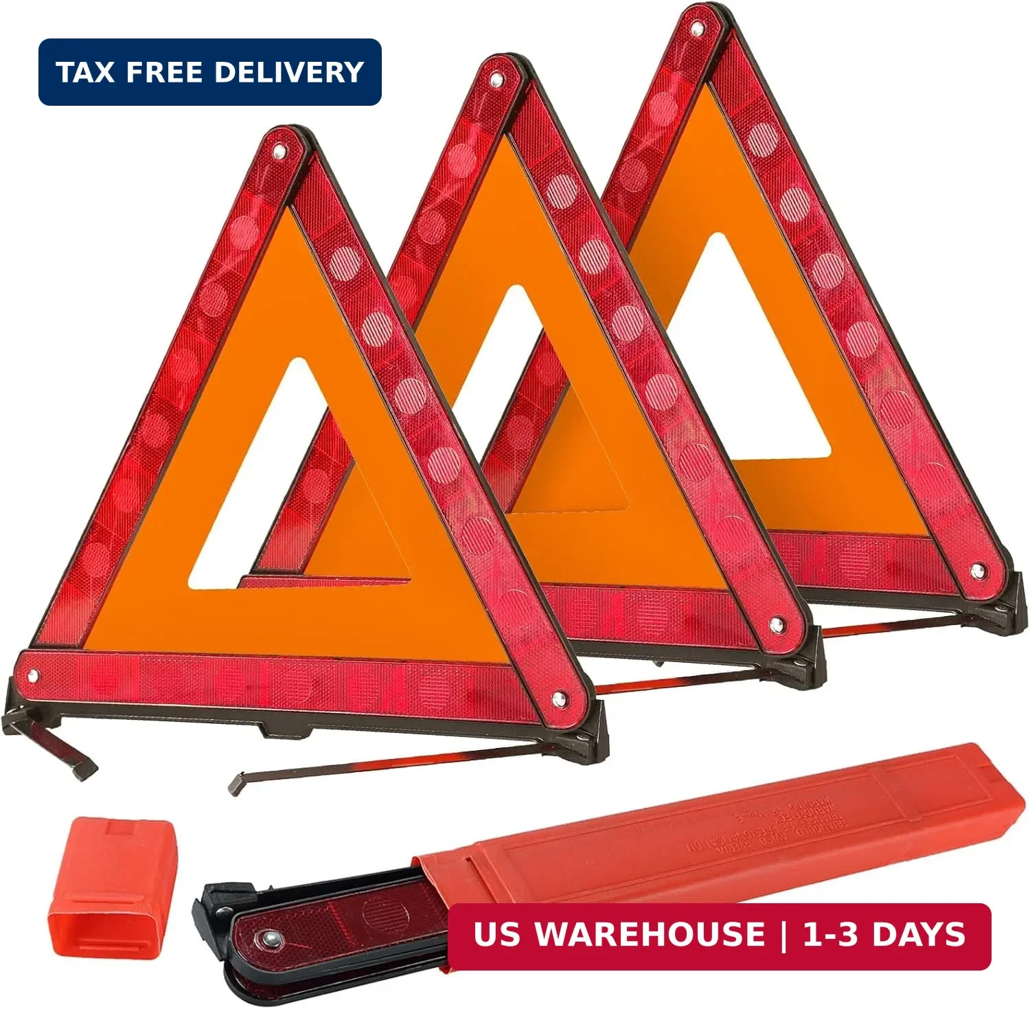3 Pack Reflective Warning Triangles, Foldable Roadside Emergency Safety Kit
