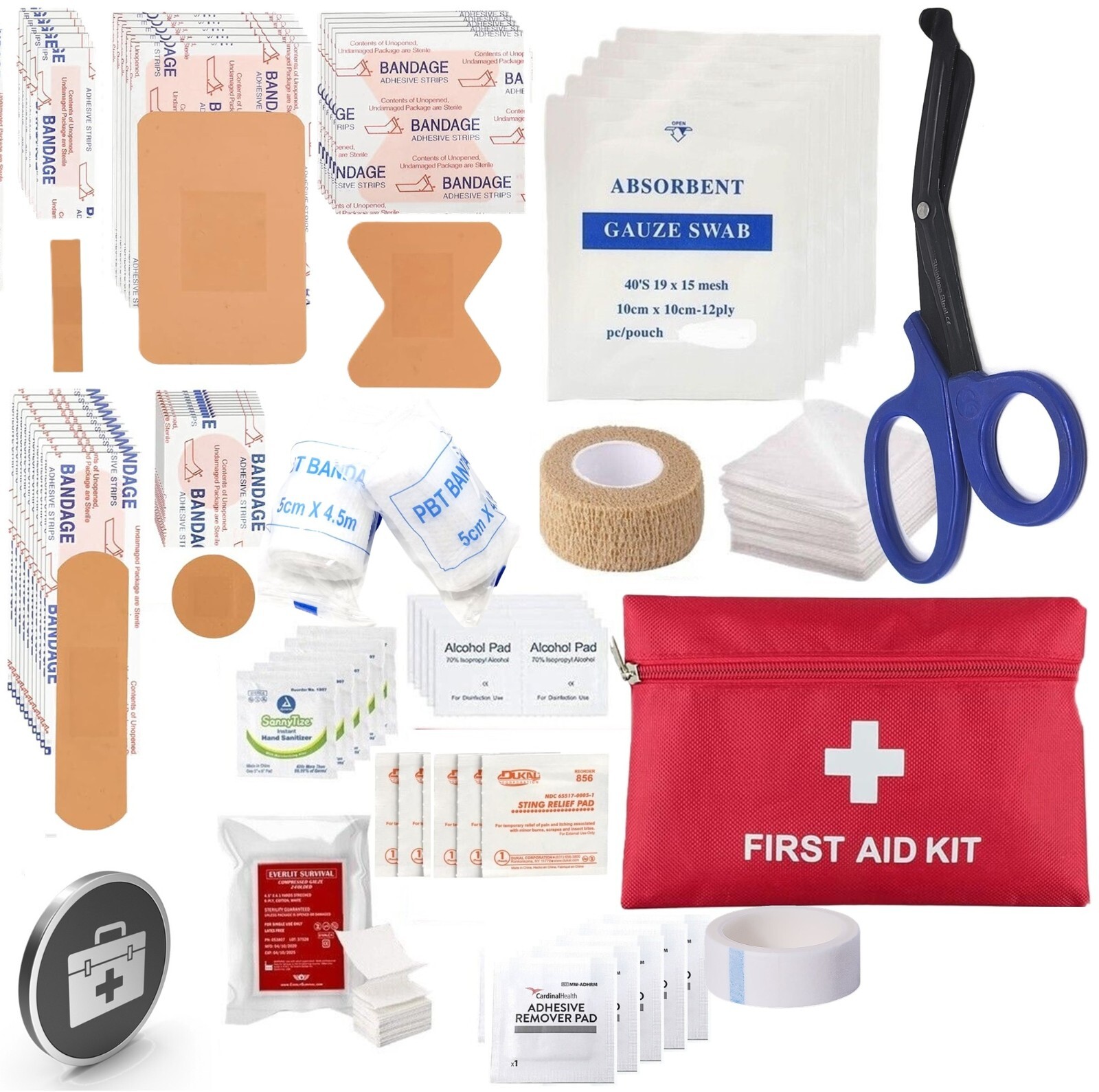 Travel Ready Portable Emergency First Aid Kit Supplies – 92 Pcs Set