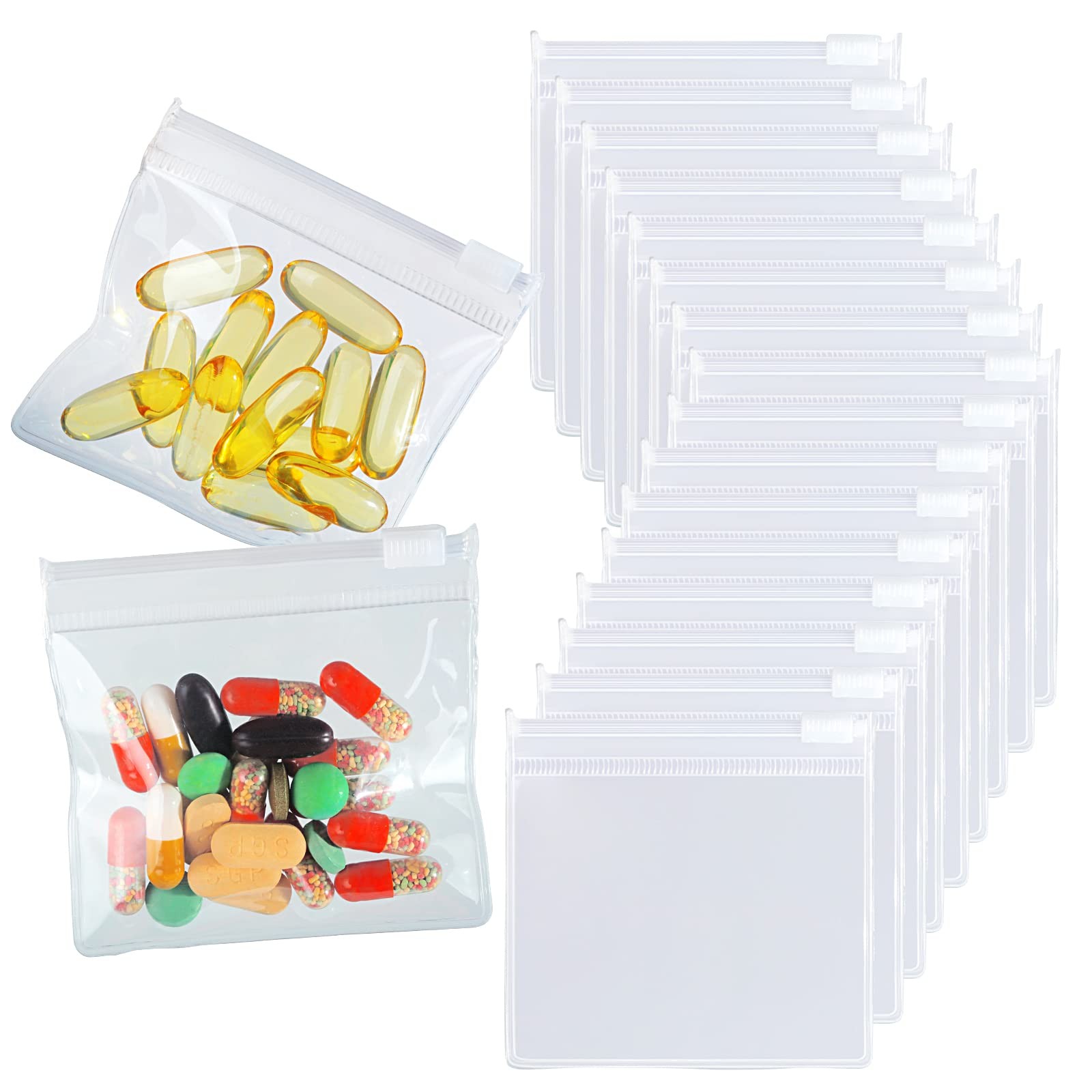 100 Packs Pill Pouch Bags BPA Free 12mil Transparent Pack of 100, Full Clear