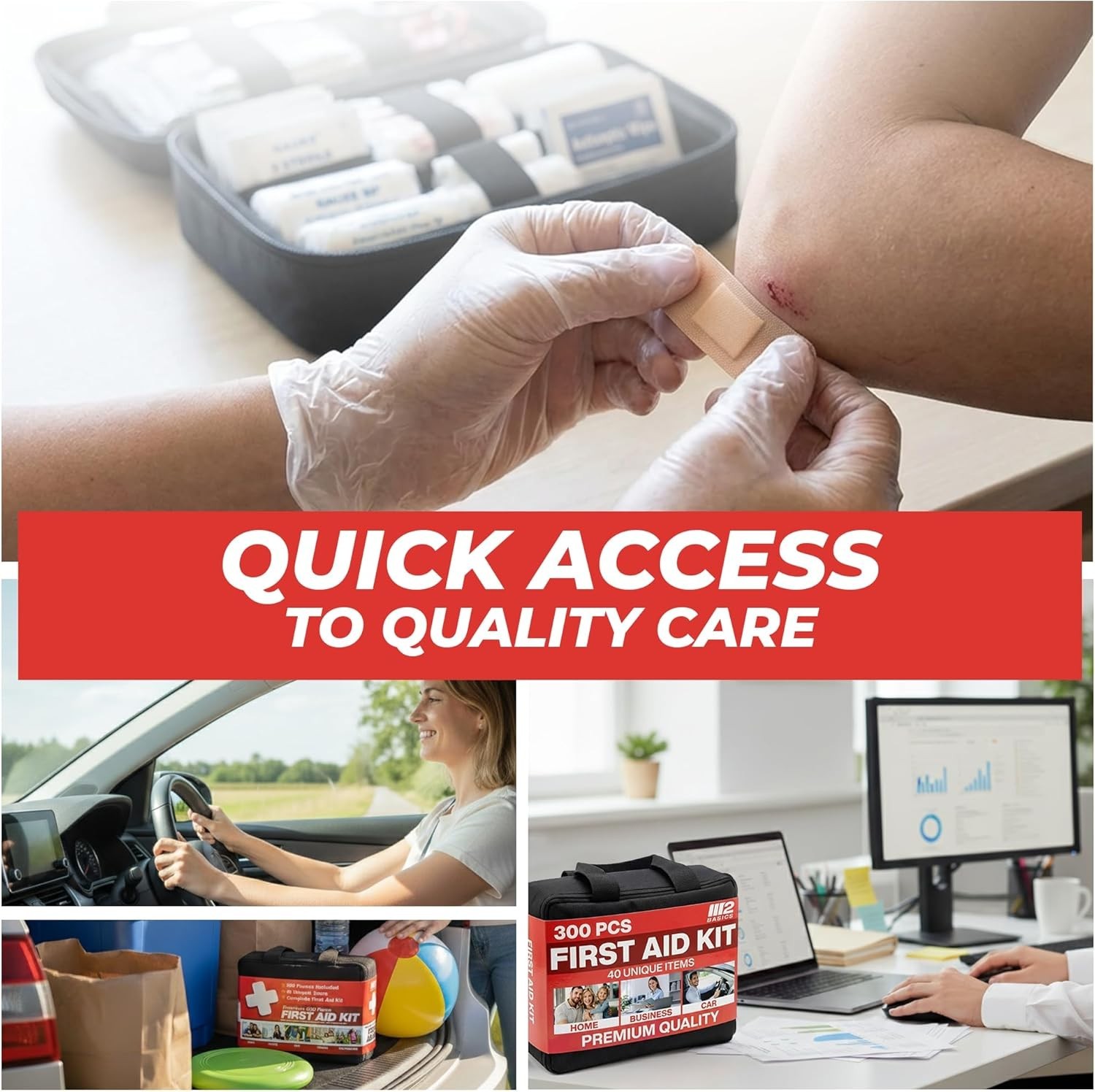 Versatile 300-Piece First Aid Kit with 40 Items for Everyday Emergencies
