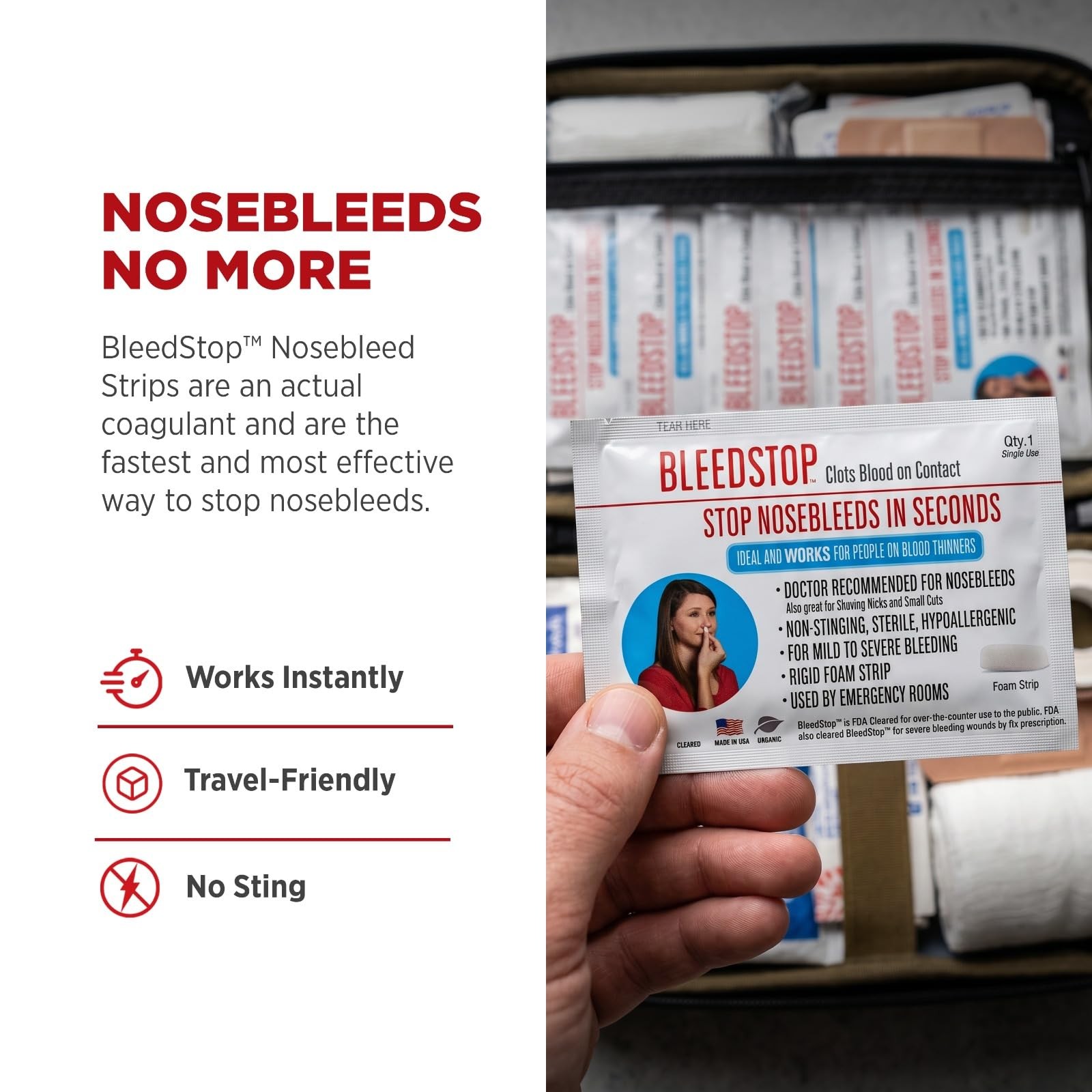 BleedStop™ Nosebleed Strips – Fast Acting Blood 4 Count (Pack of 1), White
