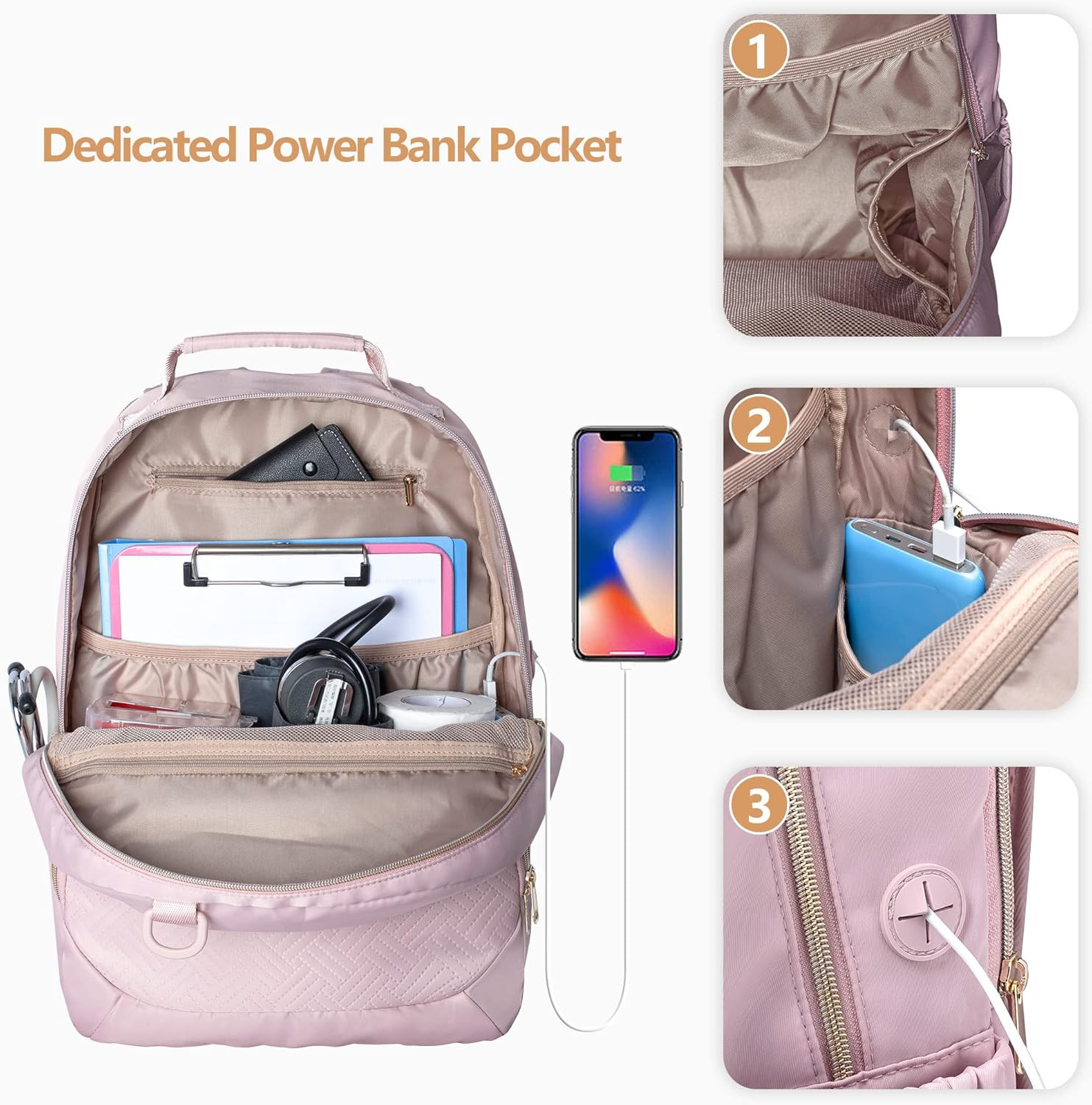 Fasrom Nurse Bag Backpack for Work Women with USB Charging Hole, Home Health Cli
