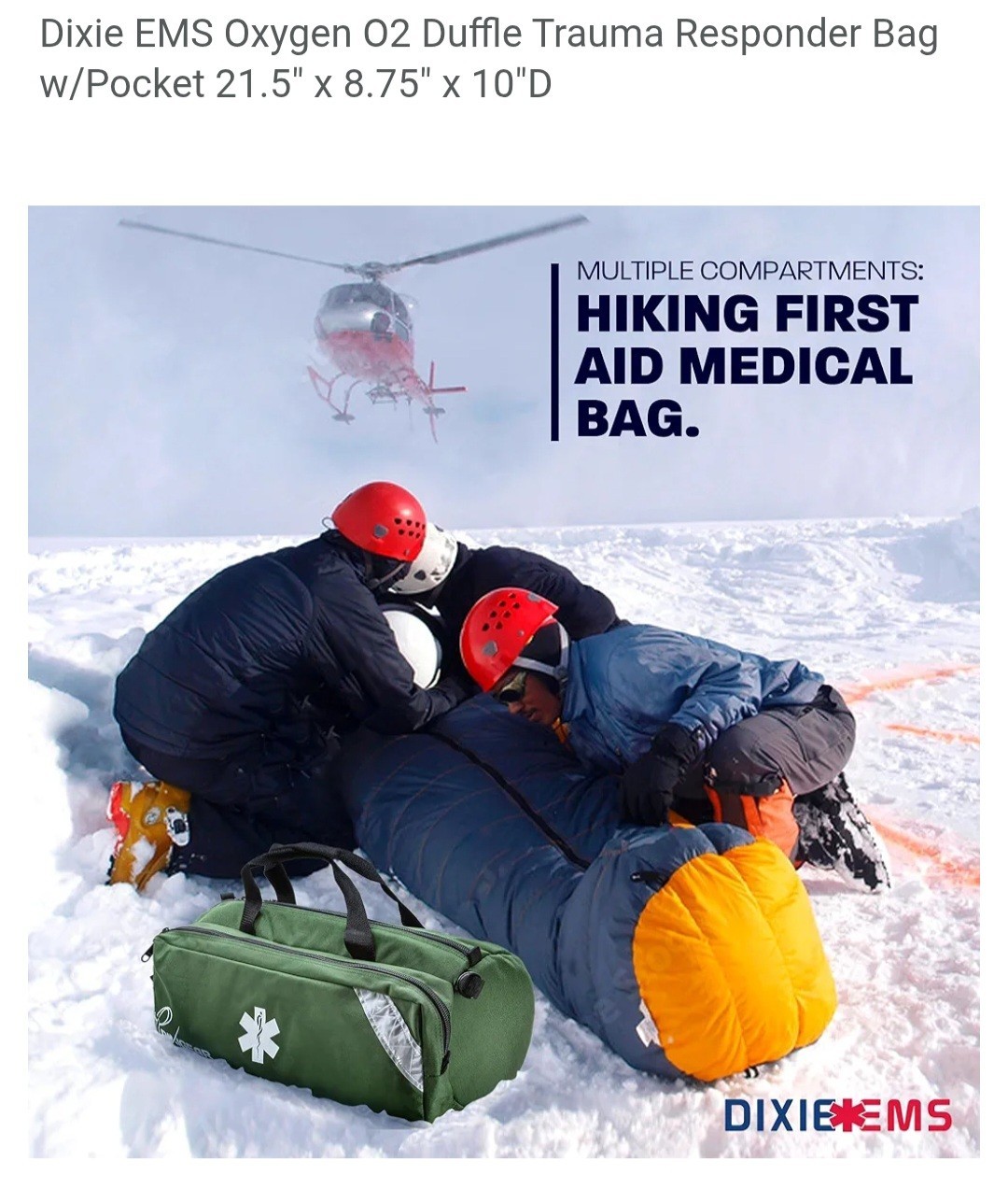 O2 Duffle Responder Bag for Medical Supplies with Side Pocket – Green