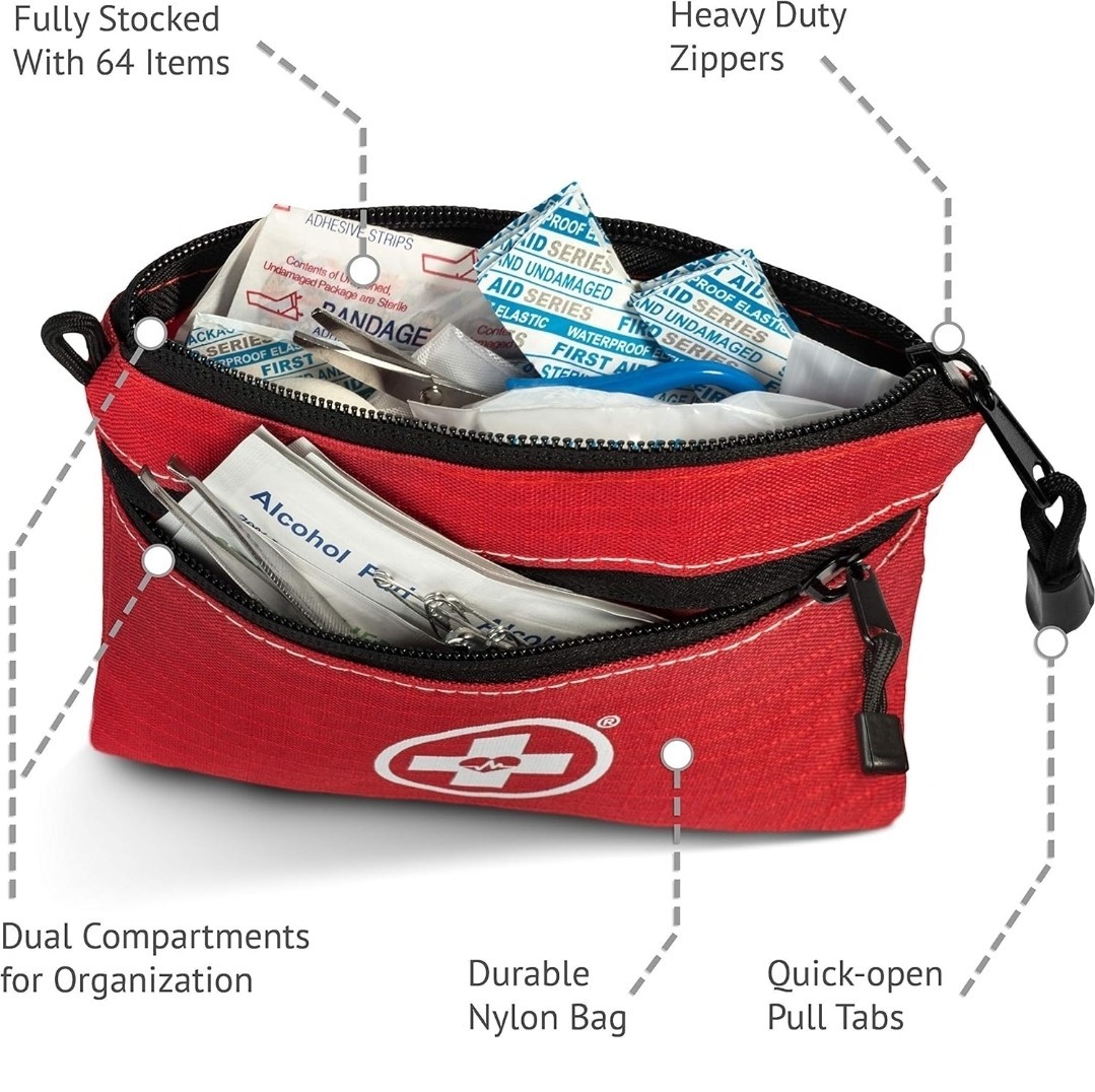 [5 Pack] Swiss Safe 2-in-1 First Aid Kit for Car, Travel & Home, 64 Piece