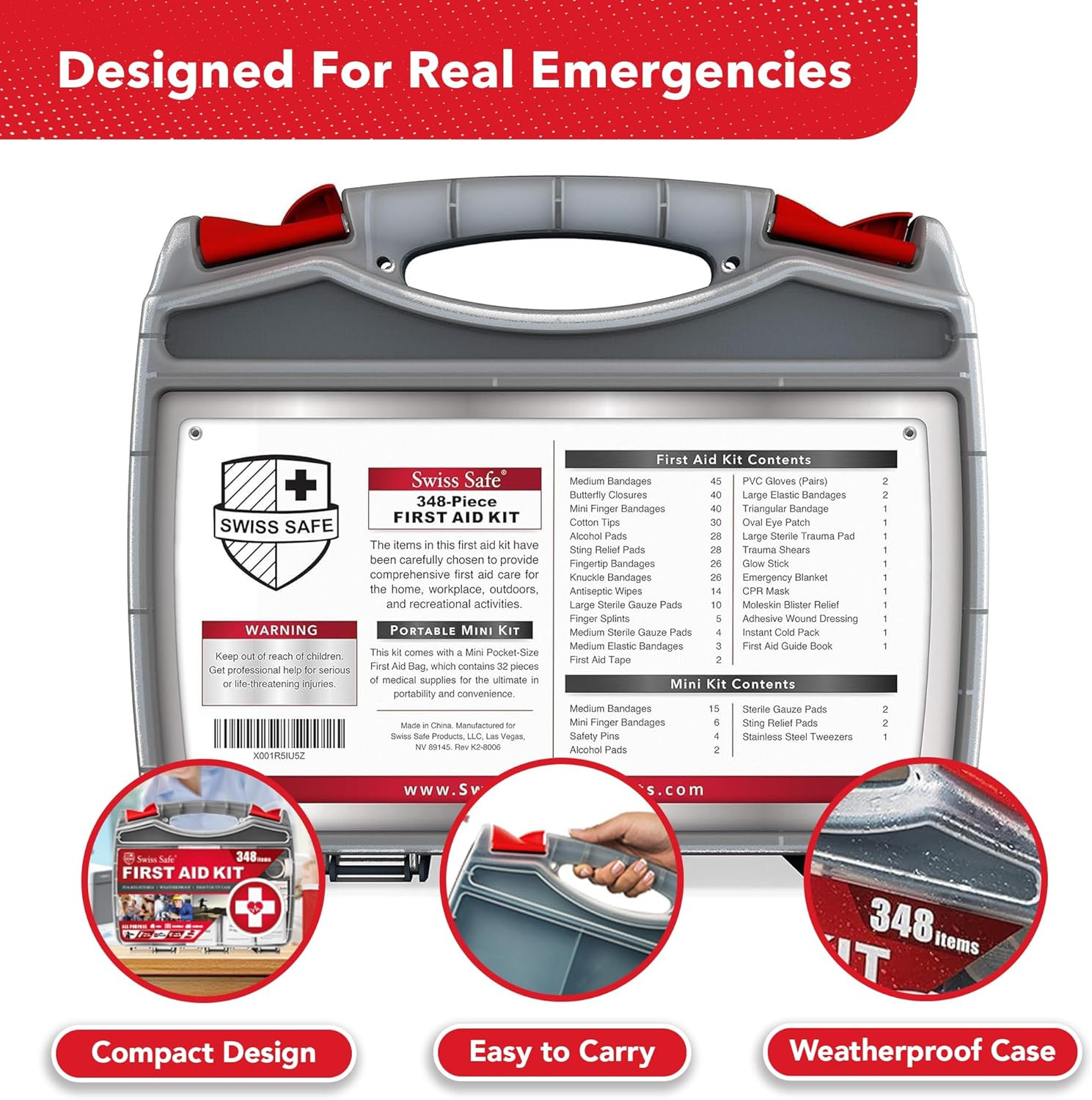 2-In-1 First Aid Kit for Car, Travel & Home, Businesses – Bonus Mini Kit for Med