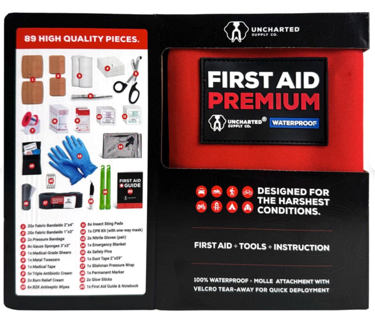 First Aid Kit Uncharted, 89-pieces Made In USA