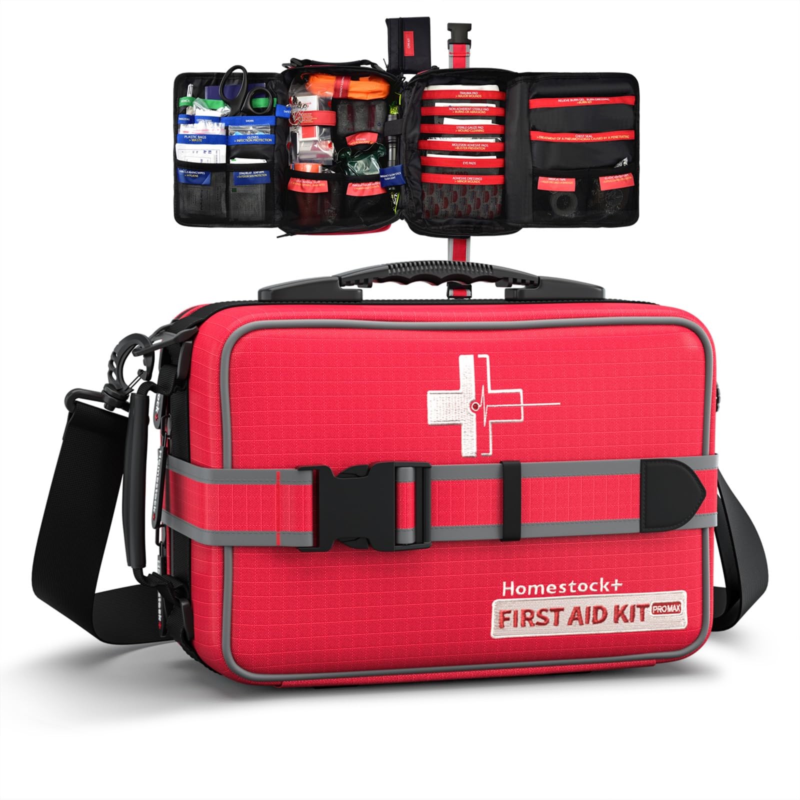 Advanced Comprehensive First Aid Kit with Well Organized Labelled Compartments