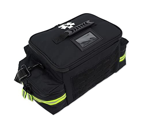 First Responder EMT Trauma Bag Medium Black Reflective Shoulder Strap MOLLE