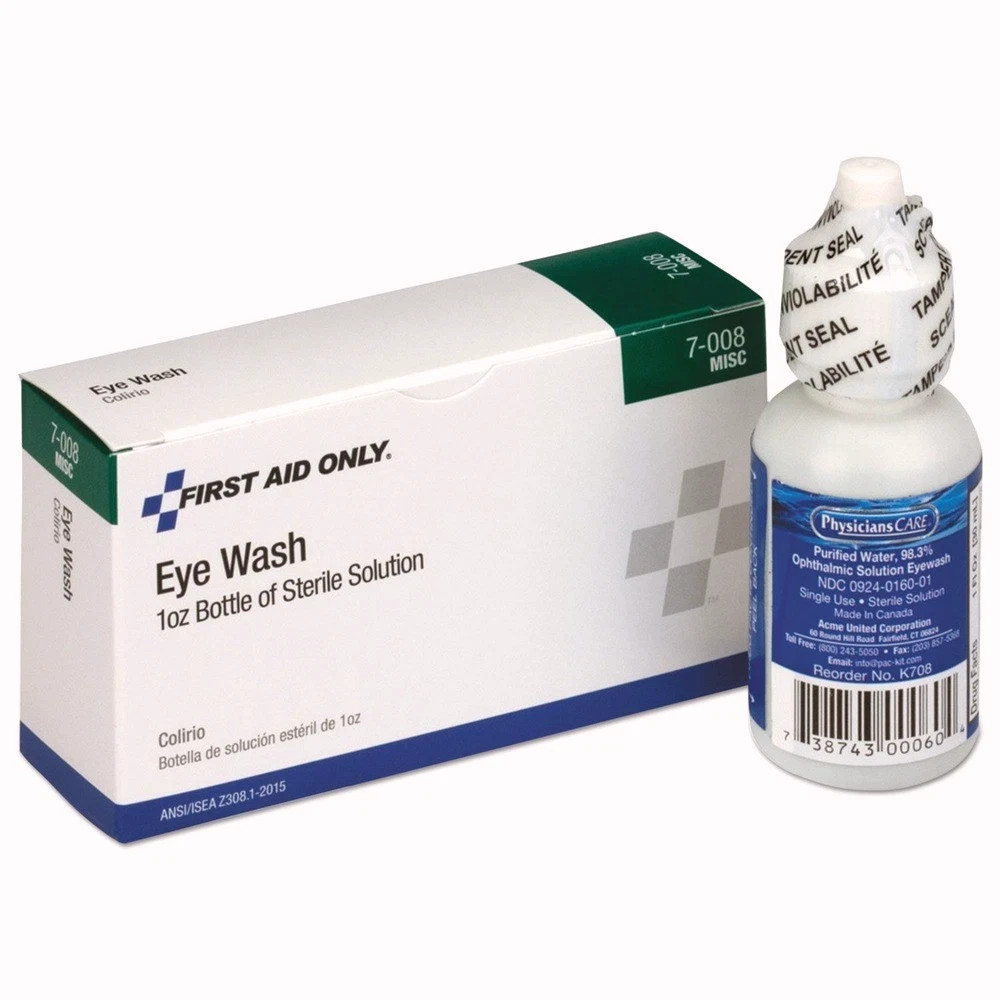 First Aid Only 7008 1 oz Eyewash 24 Unit ANSI Class A+ Refill New