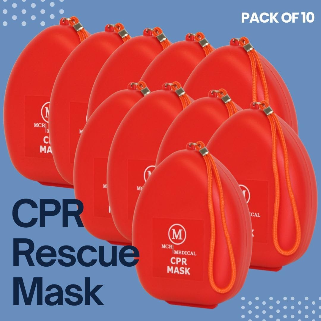MCR Medical Pack of 10 CPR Rescue Mask, Adult/Child Pocket Resuscitator, Hard
