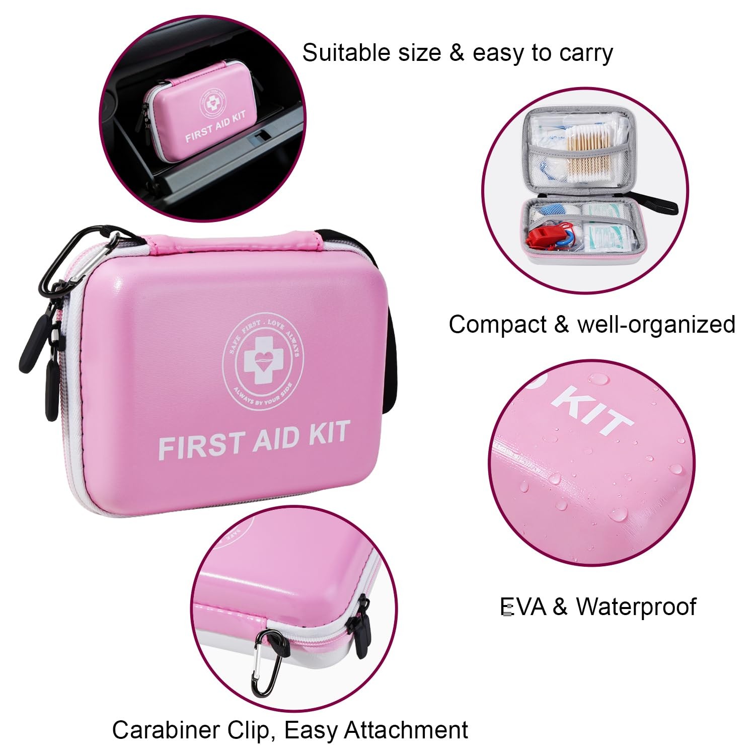 Small First Aid Kit – 165 Piece Dual-Color Emergency Medical Kit with Hard Sh…