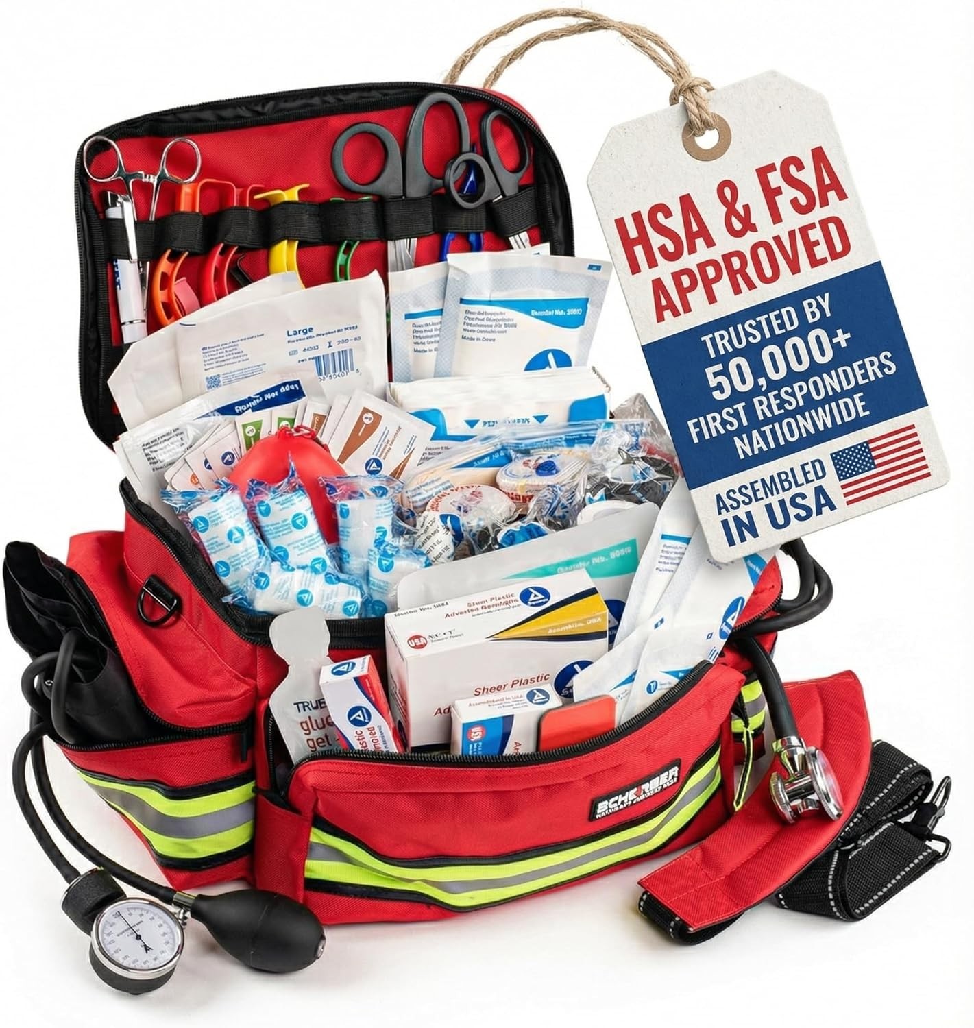 First Responder Fully-Stocked Professional Essentials EMT/EMS Trauma Kit | HS…