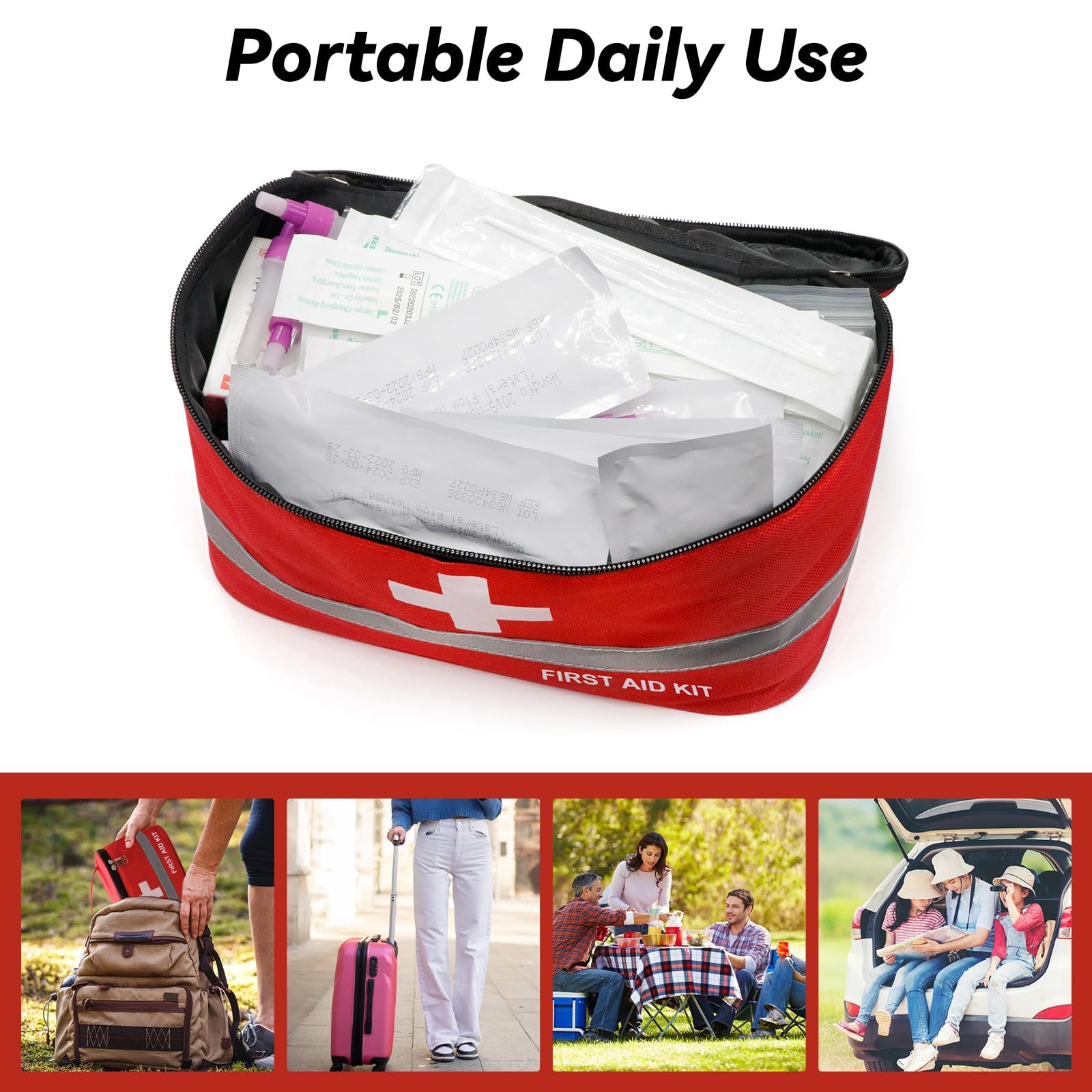 Empty First Aid Bag, 10.2×5.5×5.5 inches Portable Outdoor First Aid Medical S…