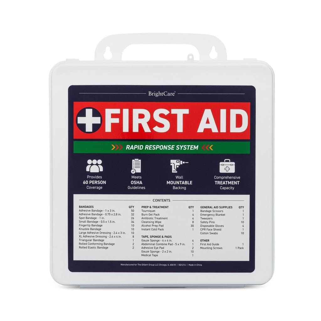 Professional First Aid Kit for Workplace, Wall Mountable & Portable with Hard Ca