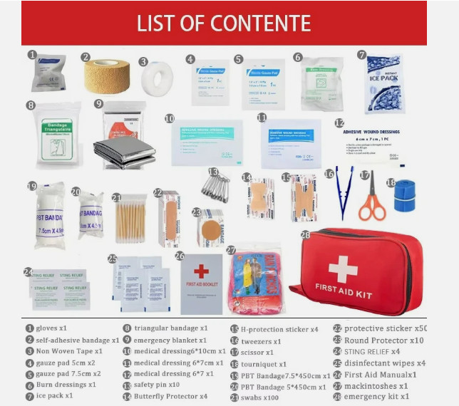 160 Pcs First Aid Car Kit Medical Emergency Trauma Basic Tactical Survival Bag