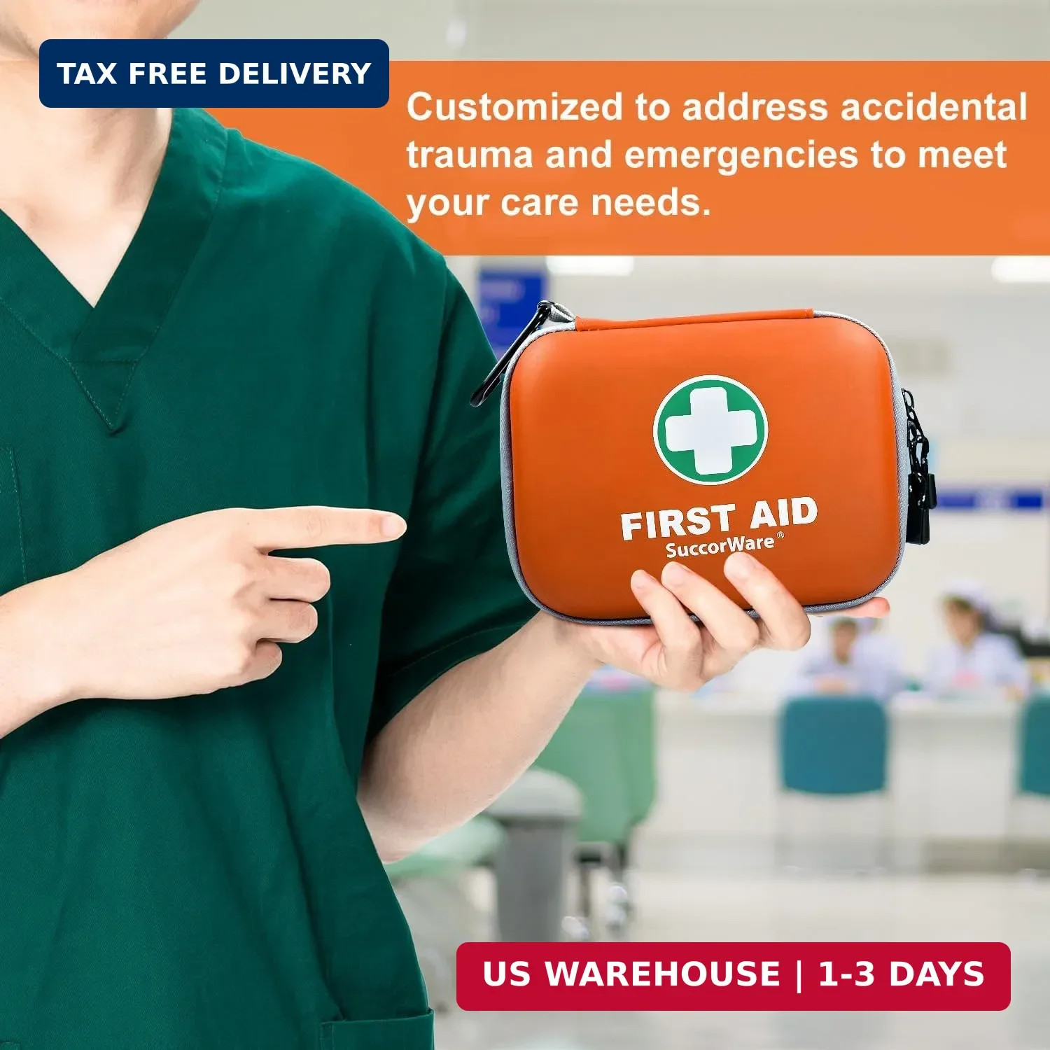 SuccorWare 150 Pieces Mini First Aid Kit – Small Medical Kit with Hard Shell – E