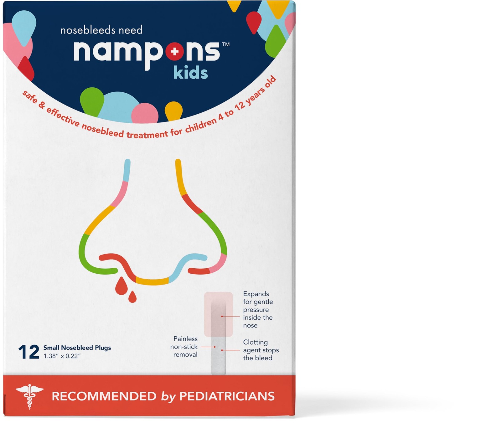 Nampons Kids Nosebleed Stoppers – 12 Easy to Use Nose Bleed Stopper Plugs Kit fo