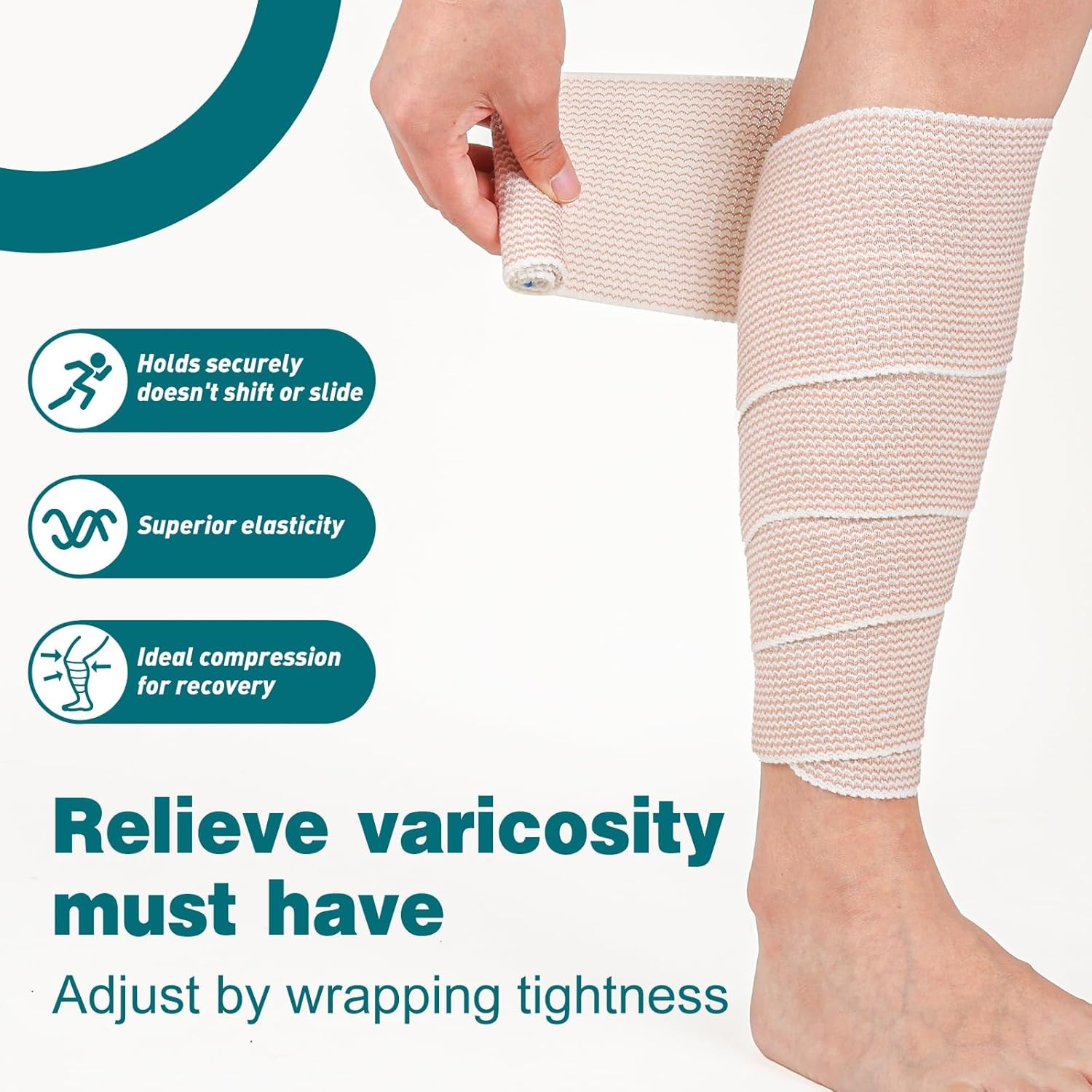 AZEN Premium 6 Pack Elastic Bandage Wrap 4 Inch, Compression 4 A-6p