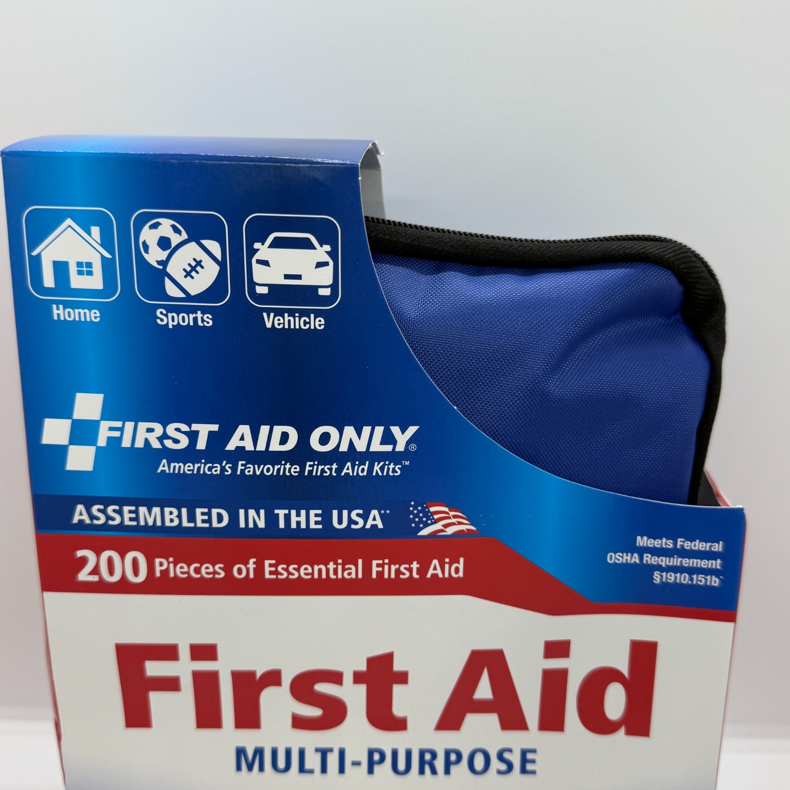 First Aid Only Brand First Aid Kit 200 Piece Blue Pouch Case New