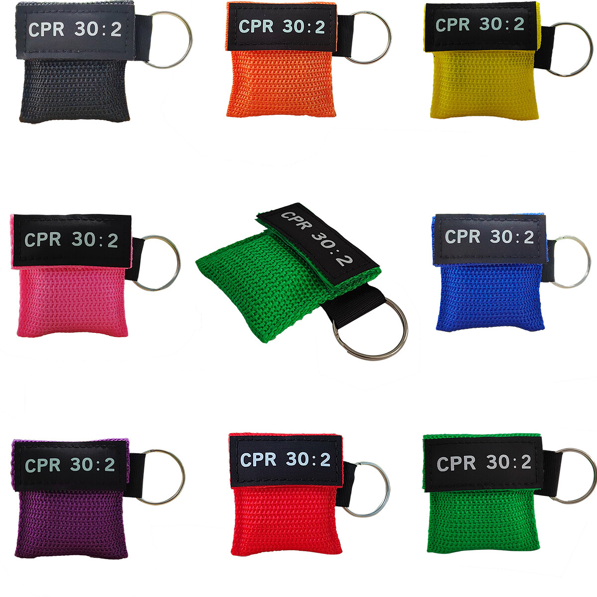 200PCS 6 COLORS CPR MASK ONE-WAY VALVE KEYCHAIN POUCH CPR 30:2 AED FIRST AID