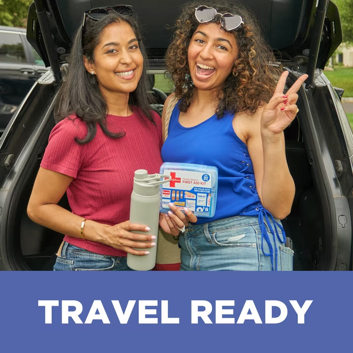 Band-Aid Travel Ready Portable Emergency First Aid Kit for Minor Wound Care with