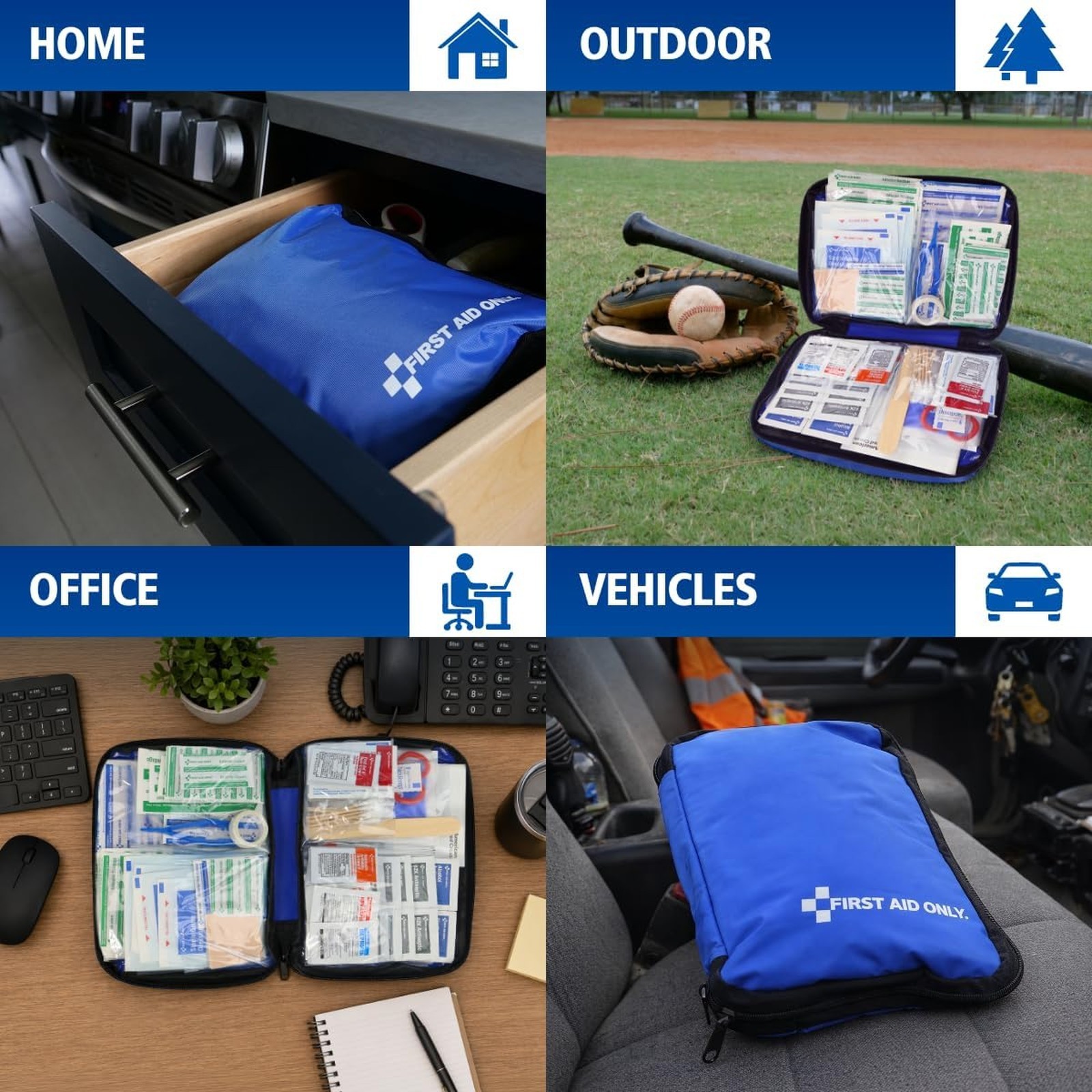 All-Purpose First Aid Kit 299 Pieces Travel Camper Car Home Office Compact