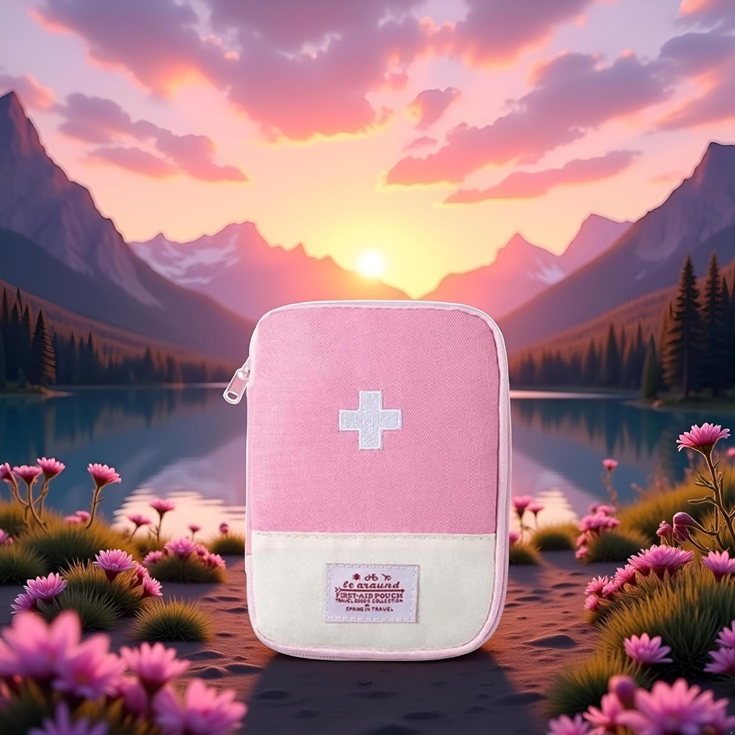1Pc Pink Small First Aid Bag Medical Bag 15 * 10.5Cm First Aid Kits Portable Min