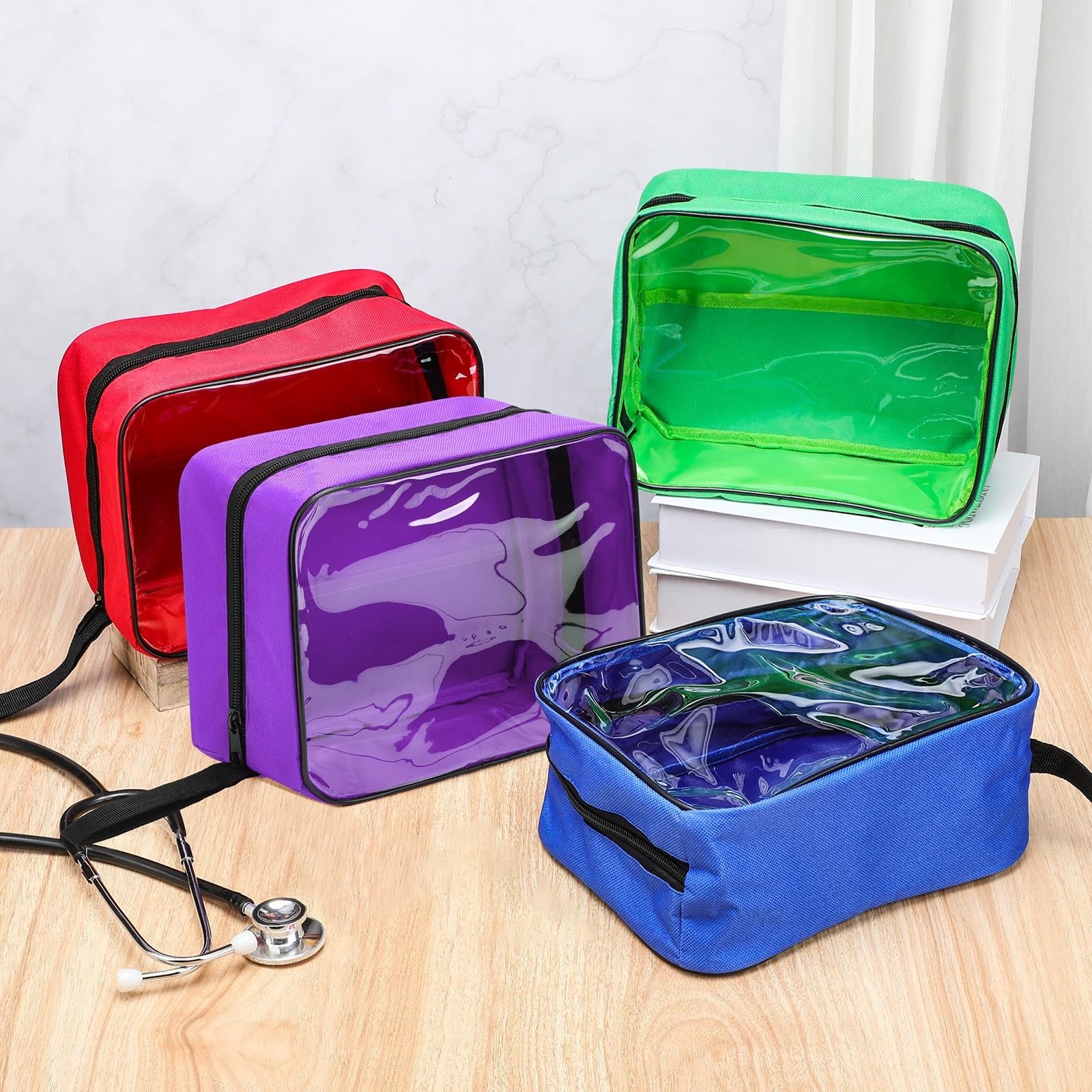 Oudain 4 Pcs Large First (9 x 7 x 4 inches), Blue,Green,Red,Transparent