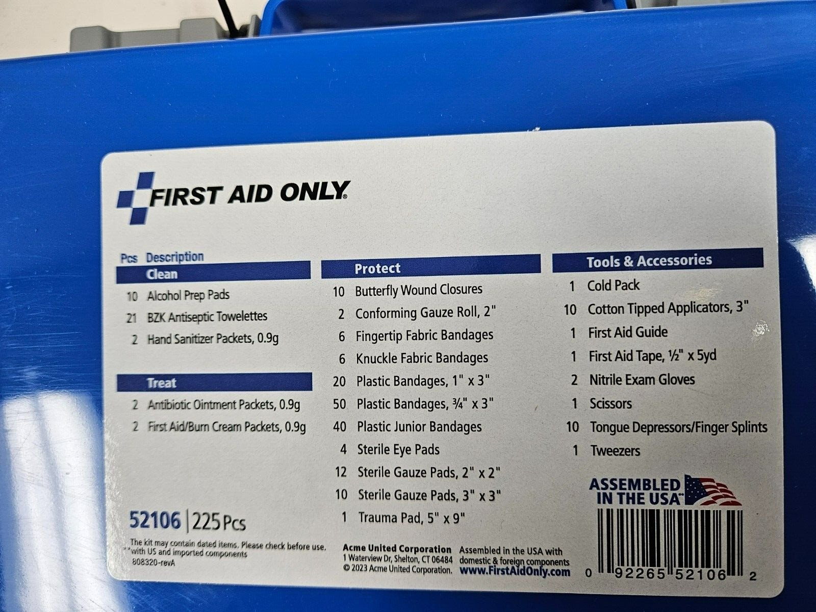 First Aid Only 225 Piece All-Purpose Kit OSHA Compliant Assembled USA Exp 07/26