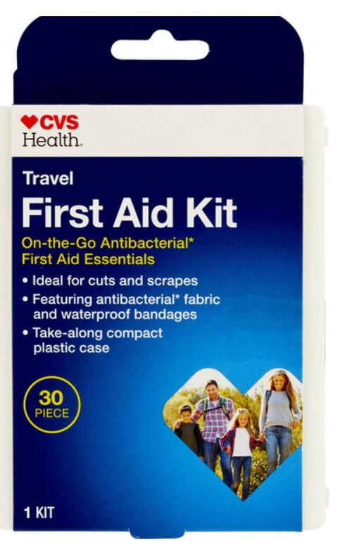 CVS Travel First Aid Kit, Antibacterial Essentials, 30-piece first aid kit
