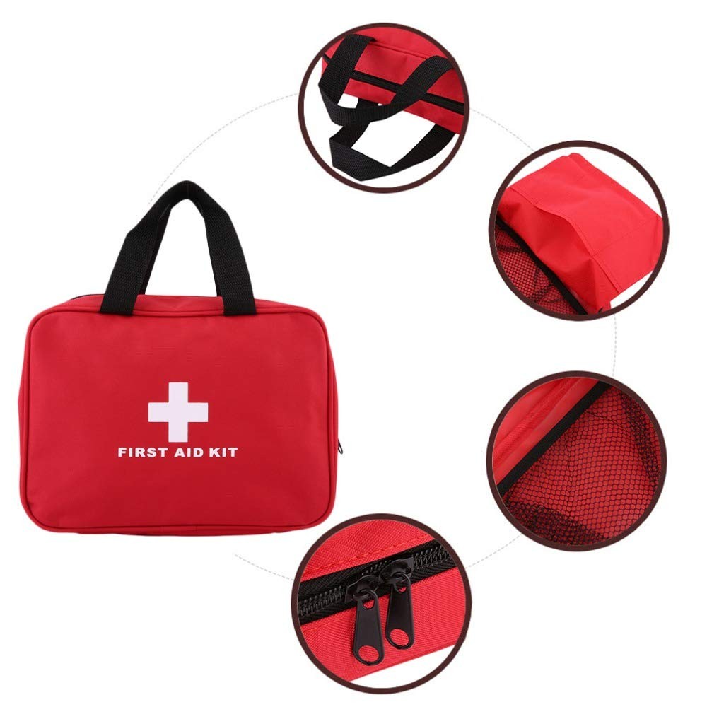 Red First Aid Kit Bag Empty Travel 1 Count (Pack of 1),