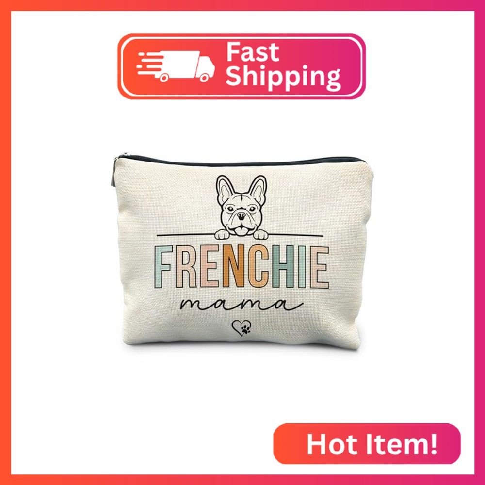 RYYCDOI French Bulldog Gifts for Women & Moms – Frenchie Makeup Bag (White)
