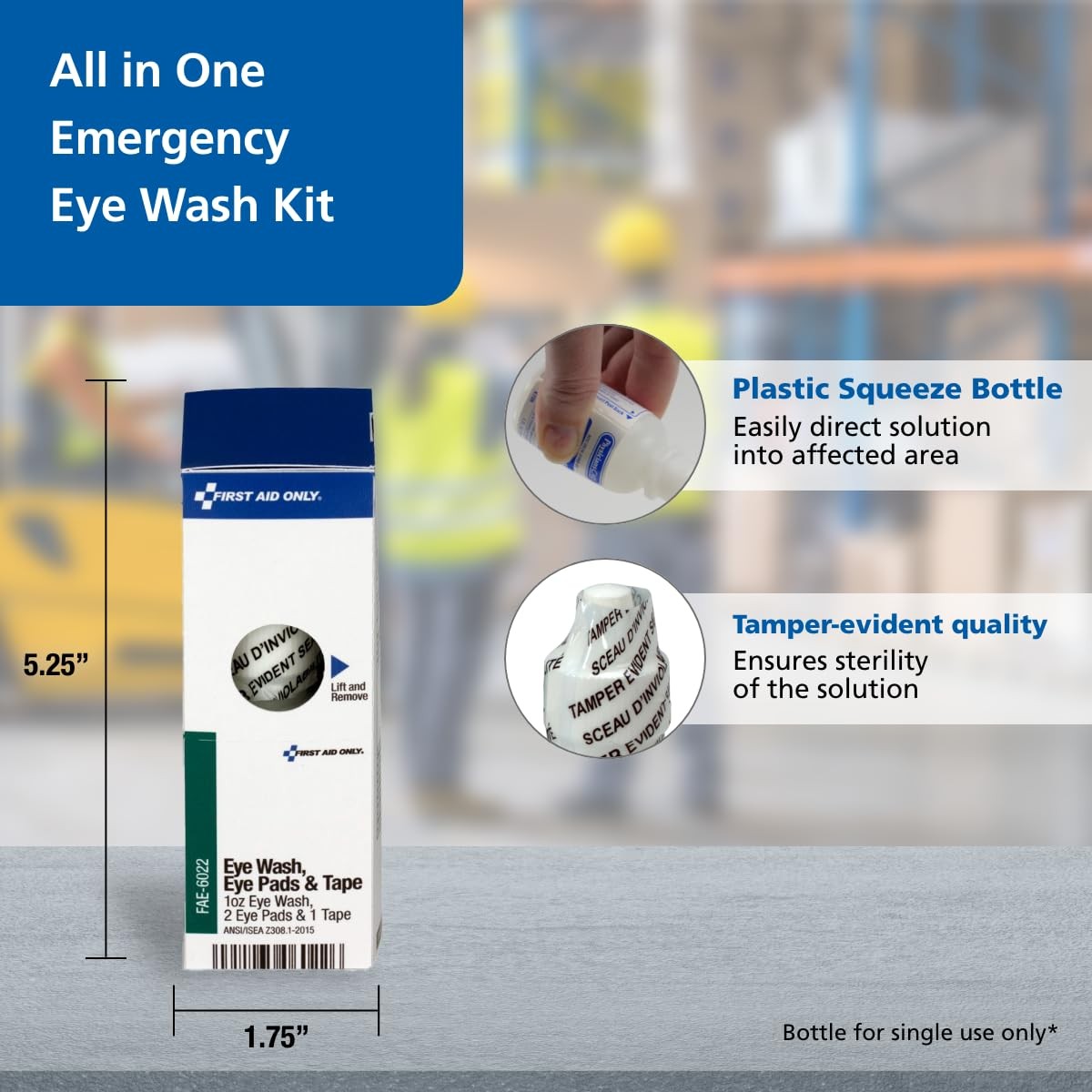 Fae 6022 White All In One Emergency Eye Wash First Aid Kit 4 Piece Set