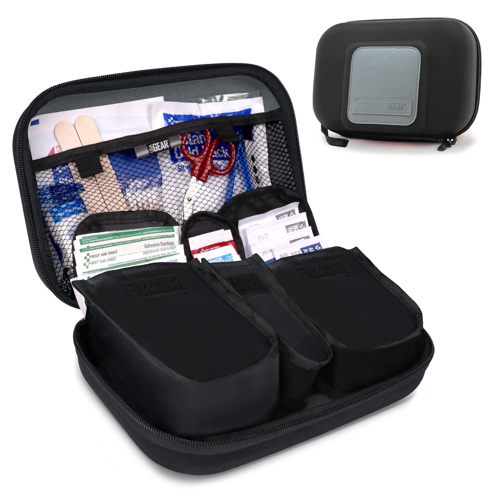USA Gear Travel Organizer Case for First-Aid 10 x 6.5 x 3.5 inches, Black