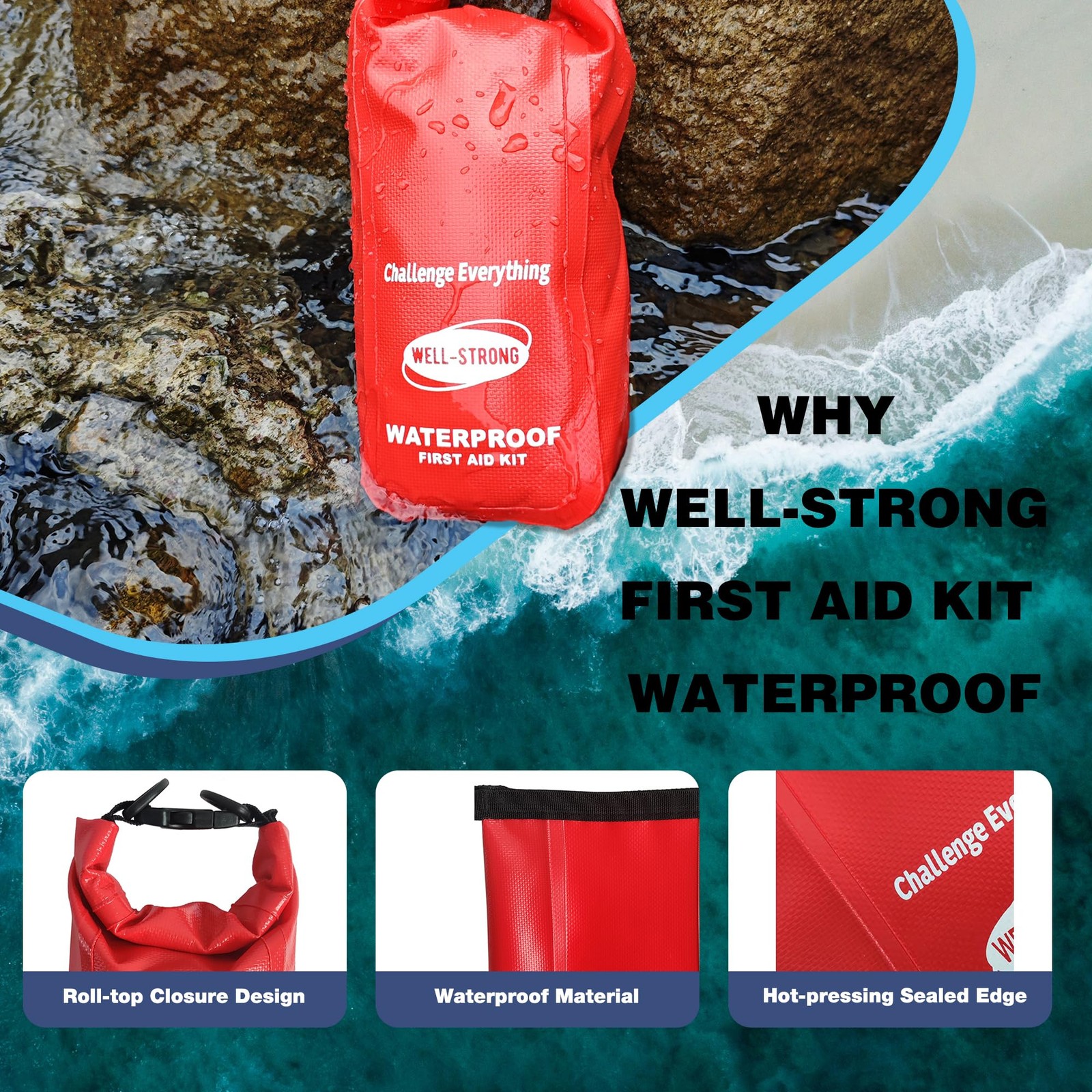 Waterproof First Aid Kit Roll Top Boat Emergency Kit with Waterproof Contents…
