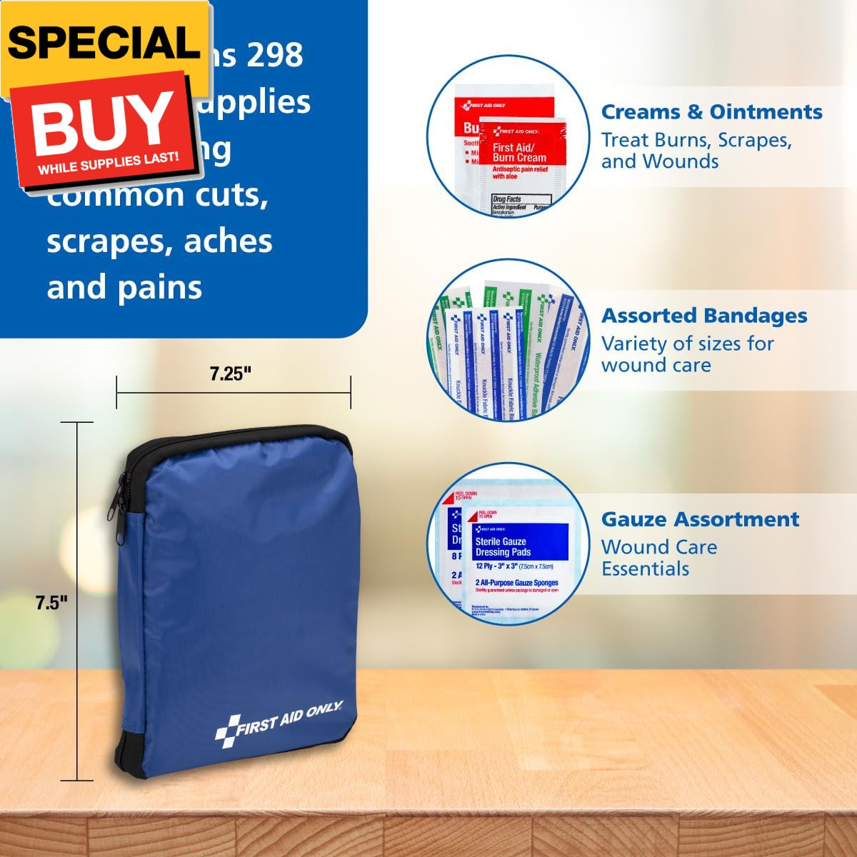 299 Piece All-Purpose Emergency First Aid Kit (FAO-442)