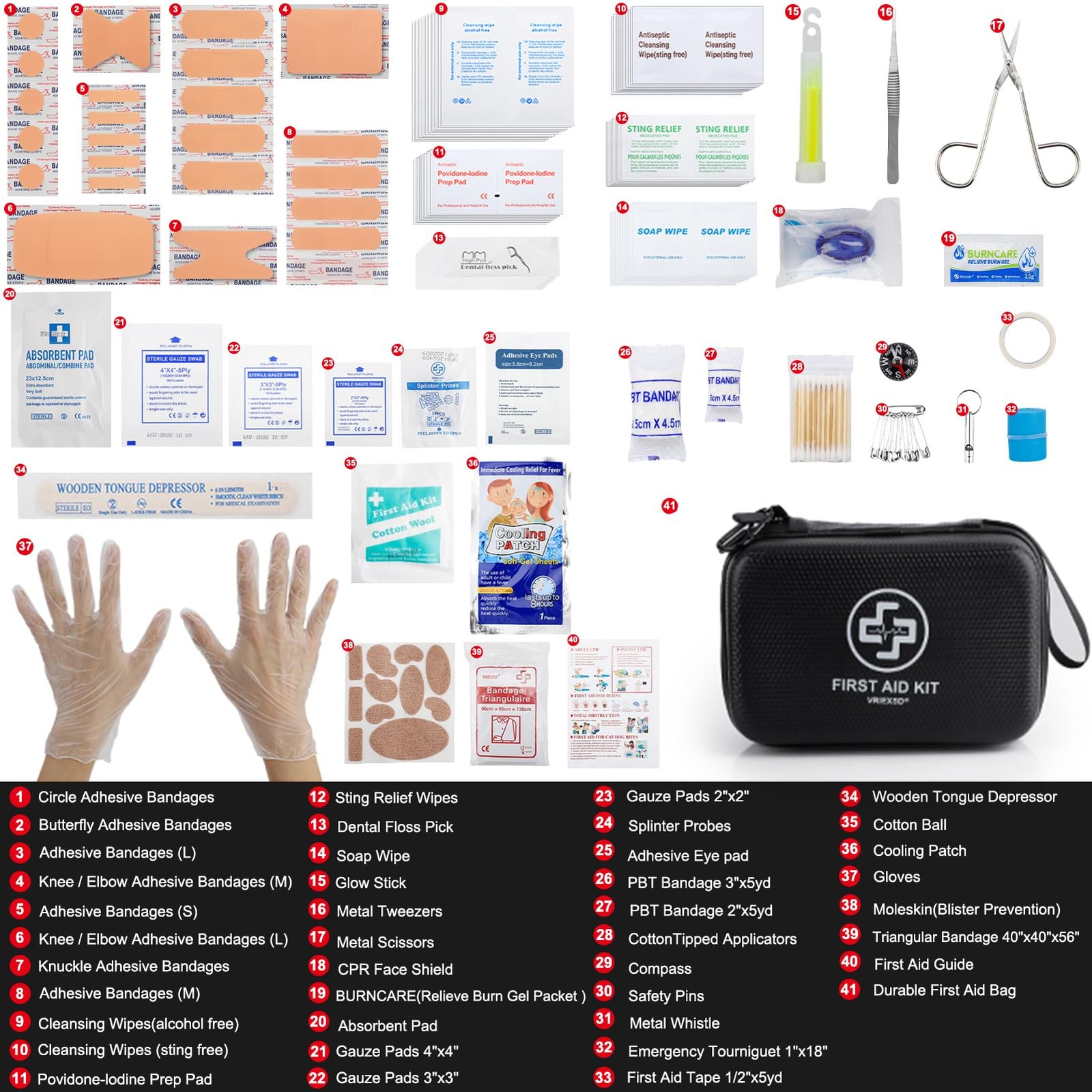 VRIEXSD Premium First Aid Kit 320 Piece Waterproof Hard Shell Eva First Aid K…