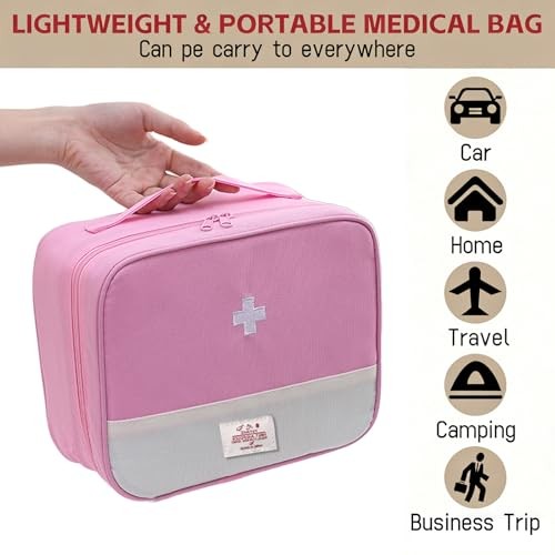 Portable First Aid Bag Empty Medicine Organizer Storage Case for Travel Home Pin