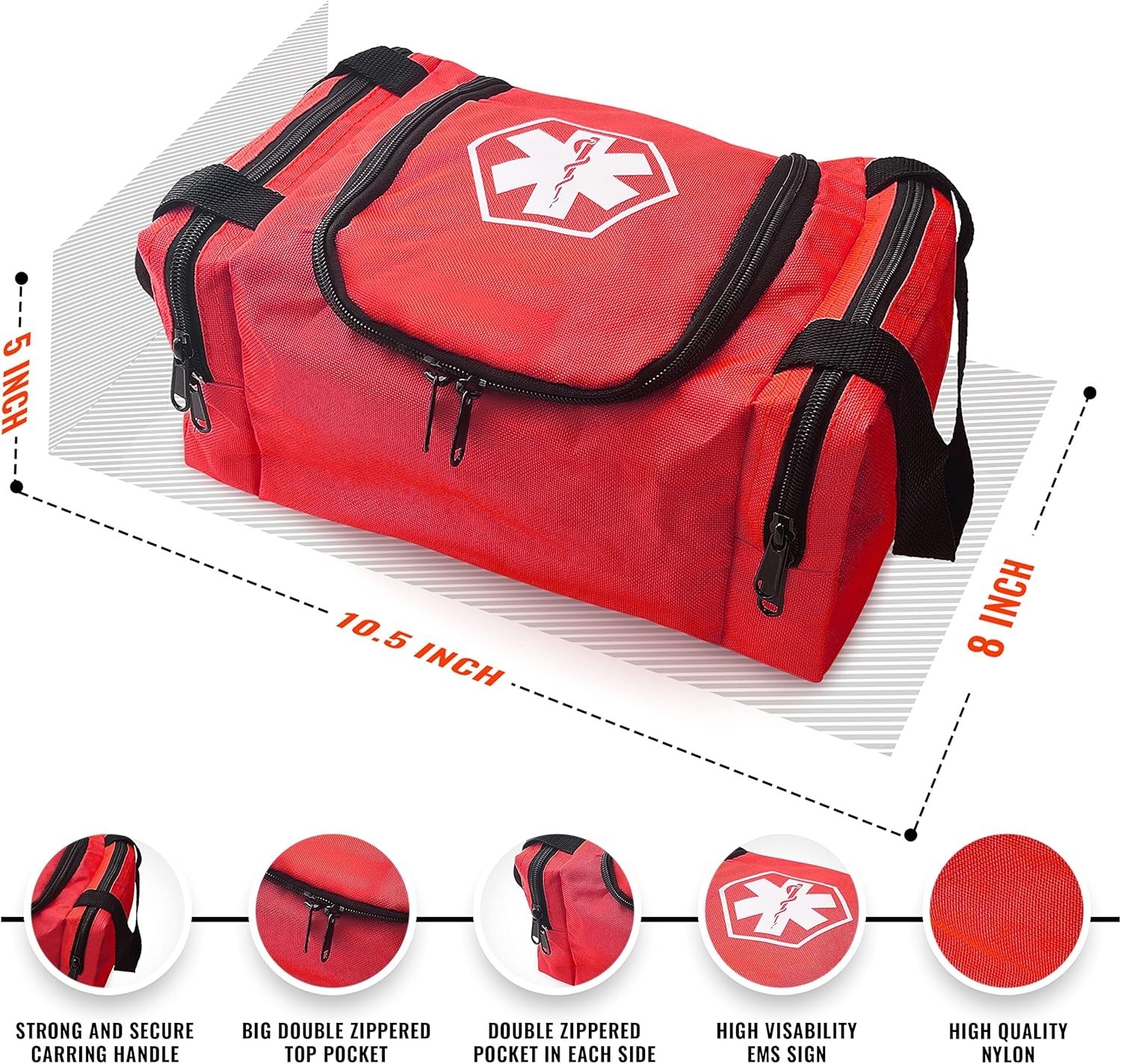 First Aid Trauma Bag EMS EMT Medical Responder Emergency Paramedics Bag – Orange